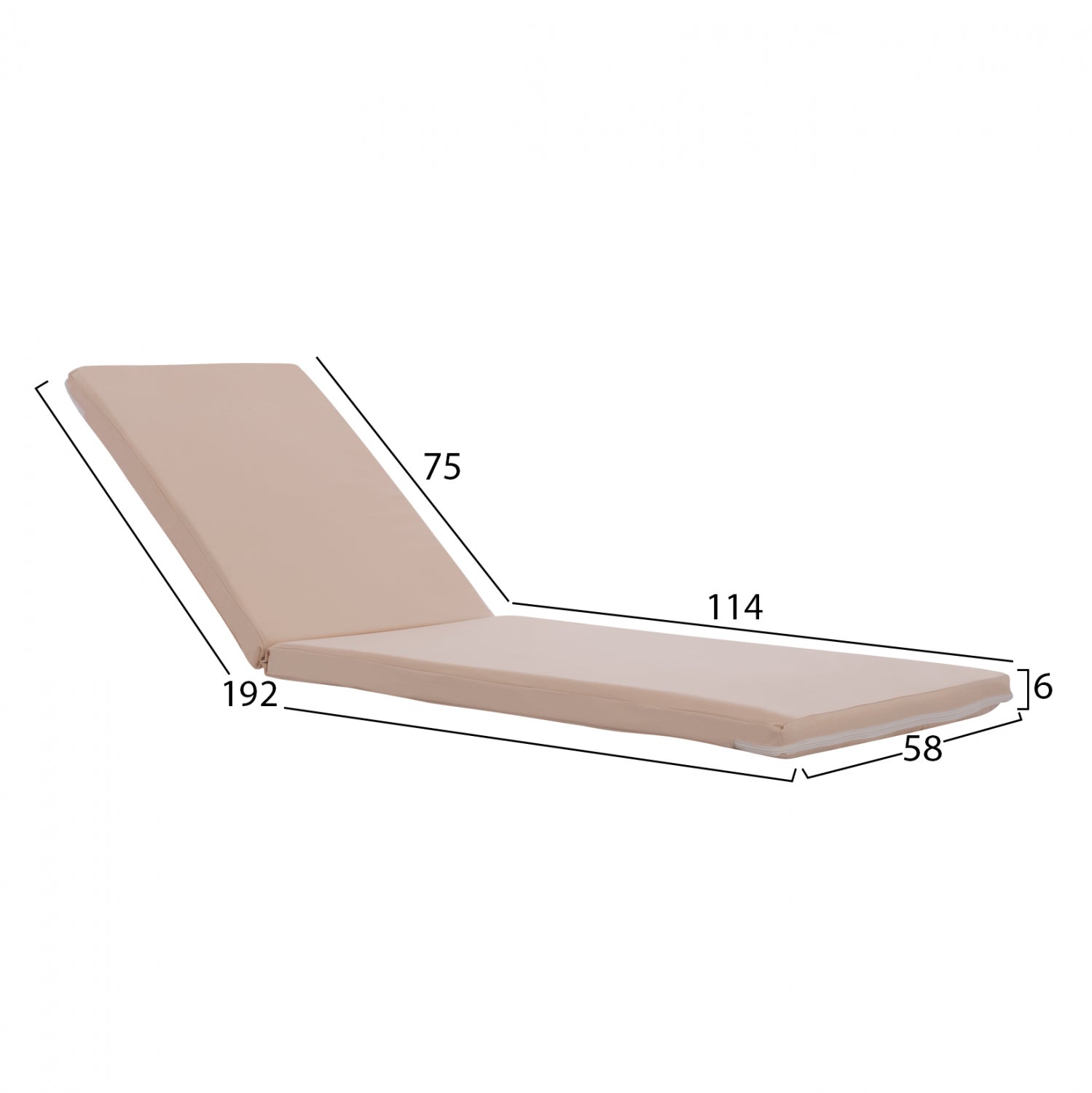Полиестерна възглавница за шезлонг Сифнос  бежова 192x58x6 см