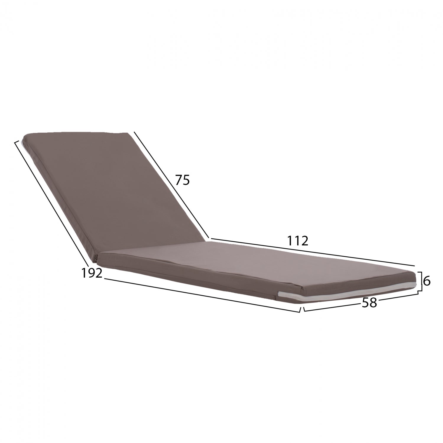 Полиестерна възглавница за шезлонг Сифнос  сива, 192x58x6 см