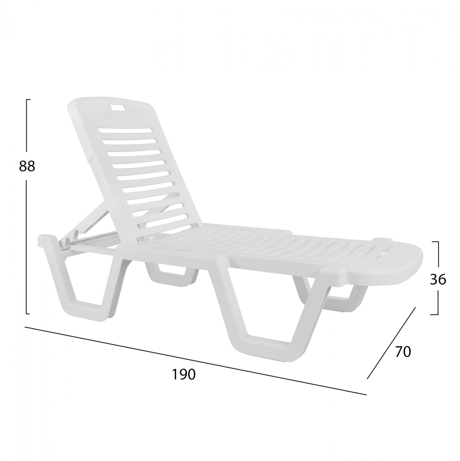 Шезлонг RELAX бял цвят 70x190x36см