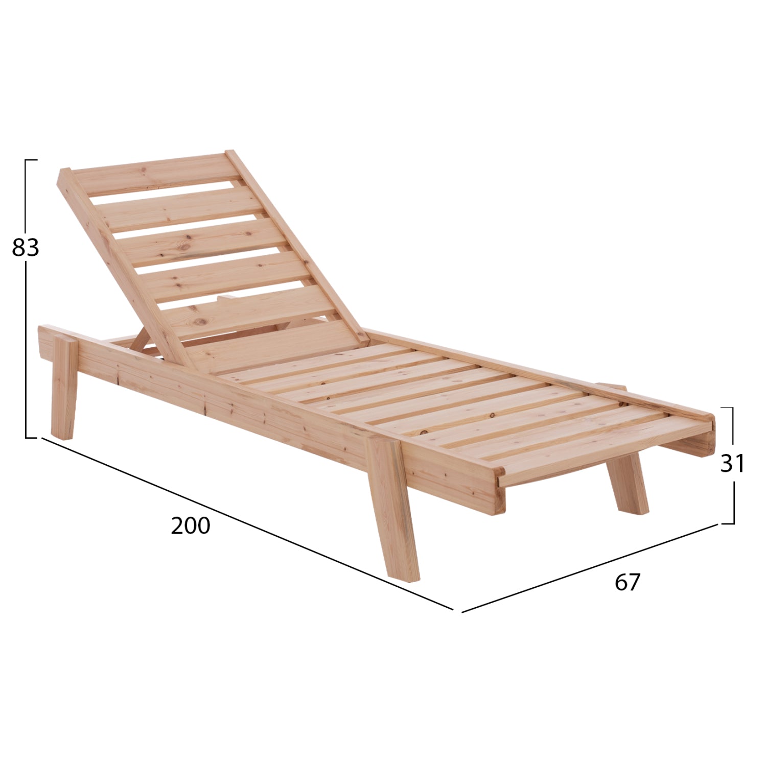 Шезлонг SAMOS натурал 67x200x83