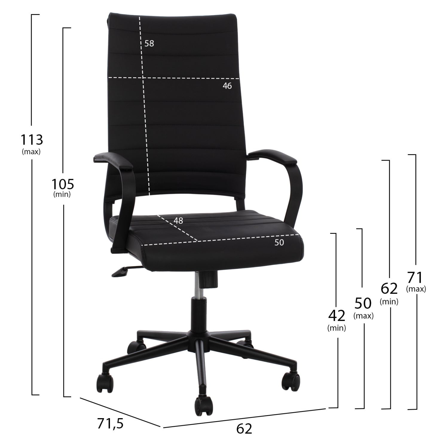 Офис стол  SUPERIOR черен цвят  62x71,5x113см