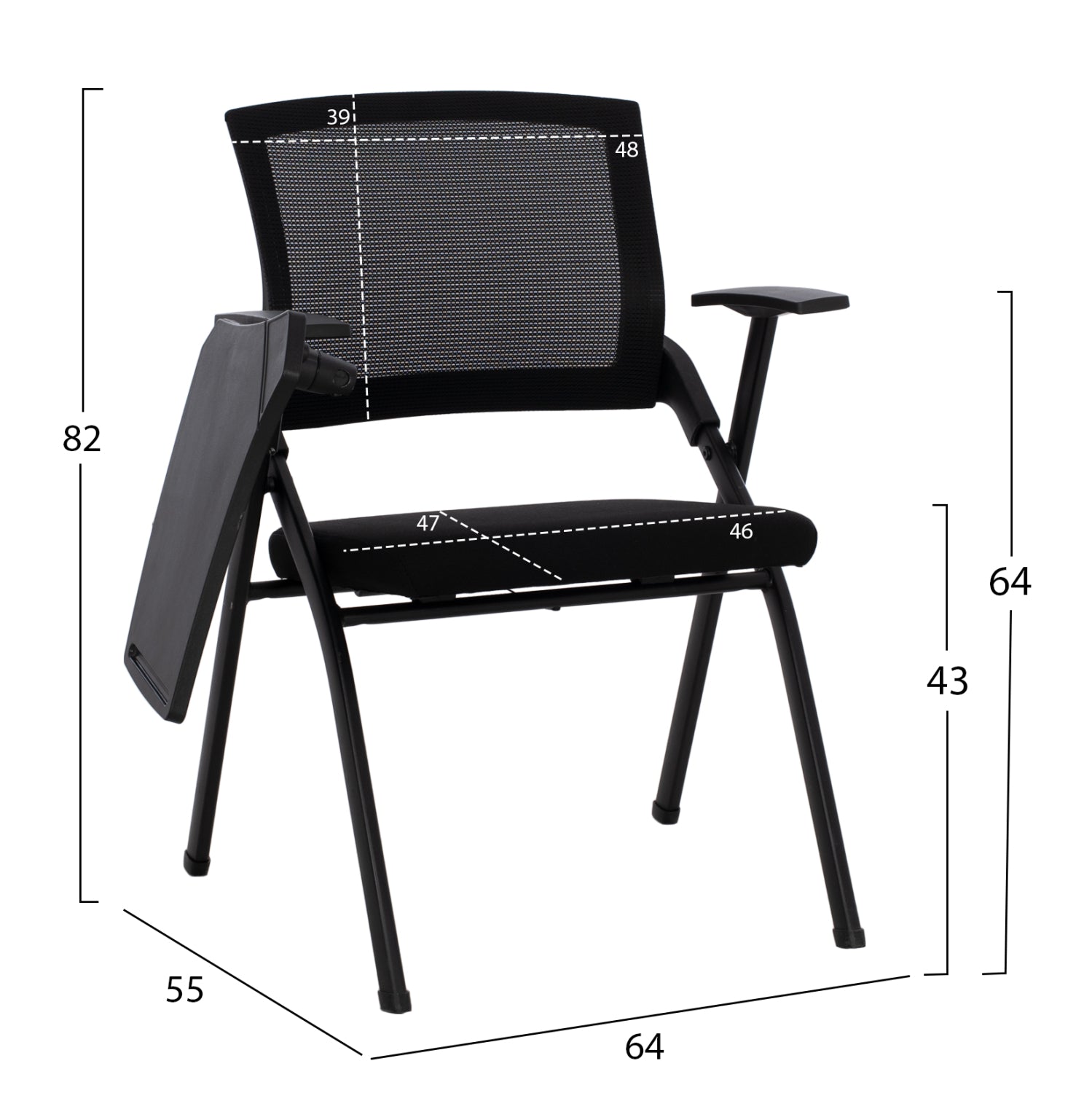 Конферентен стол с  SUPERIOR черен 64x55x82см.