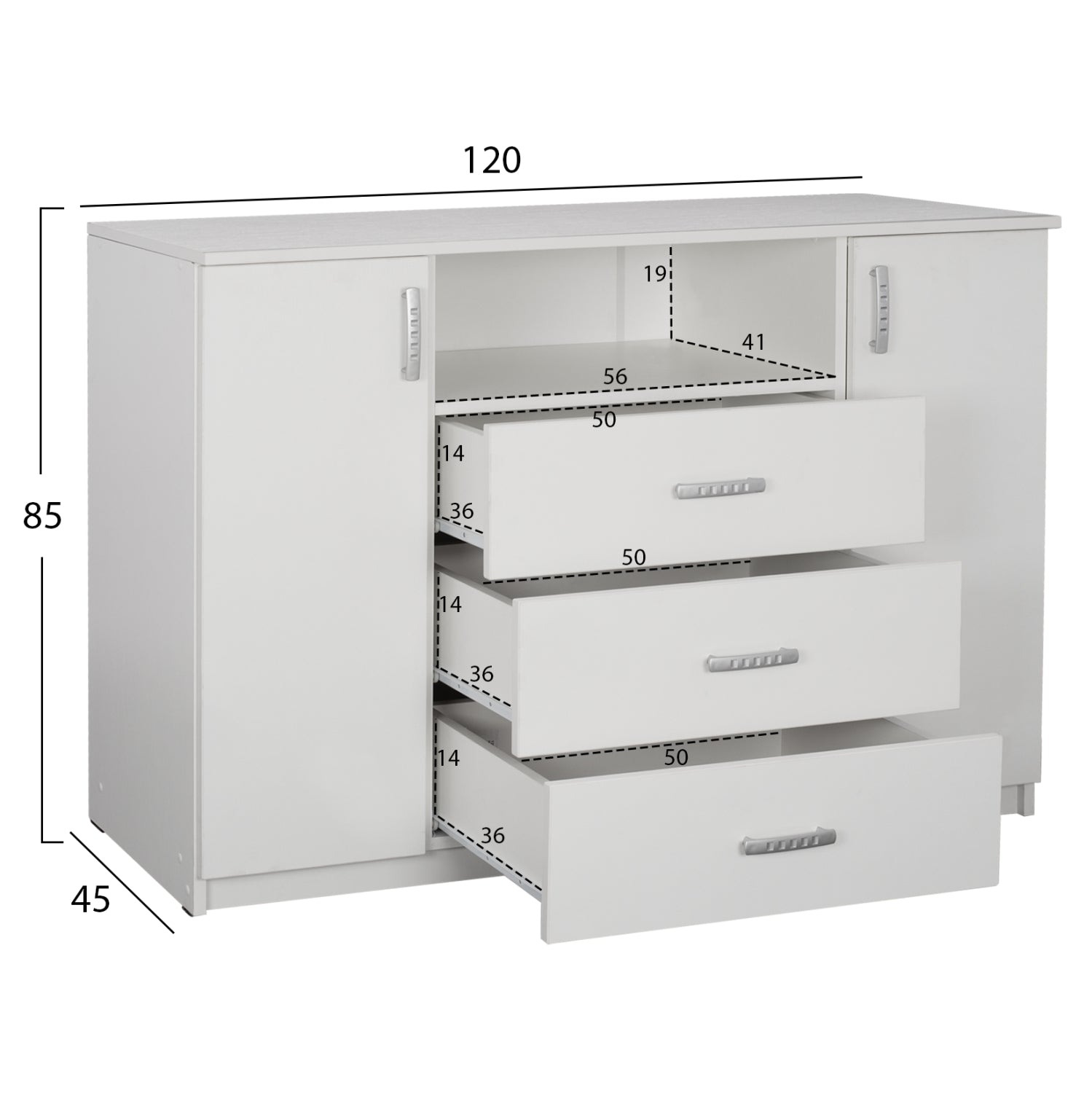 Спален комплект 6бр  ADLER меламинов бял-за матрак 160x200см