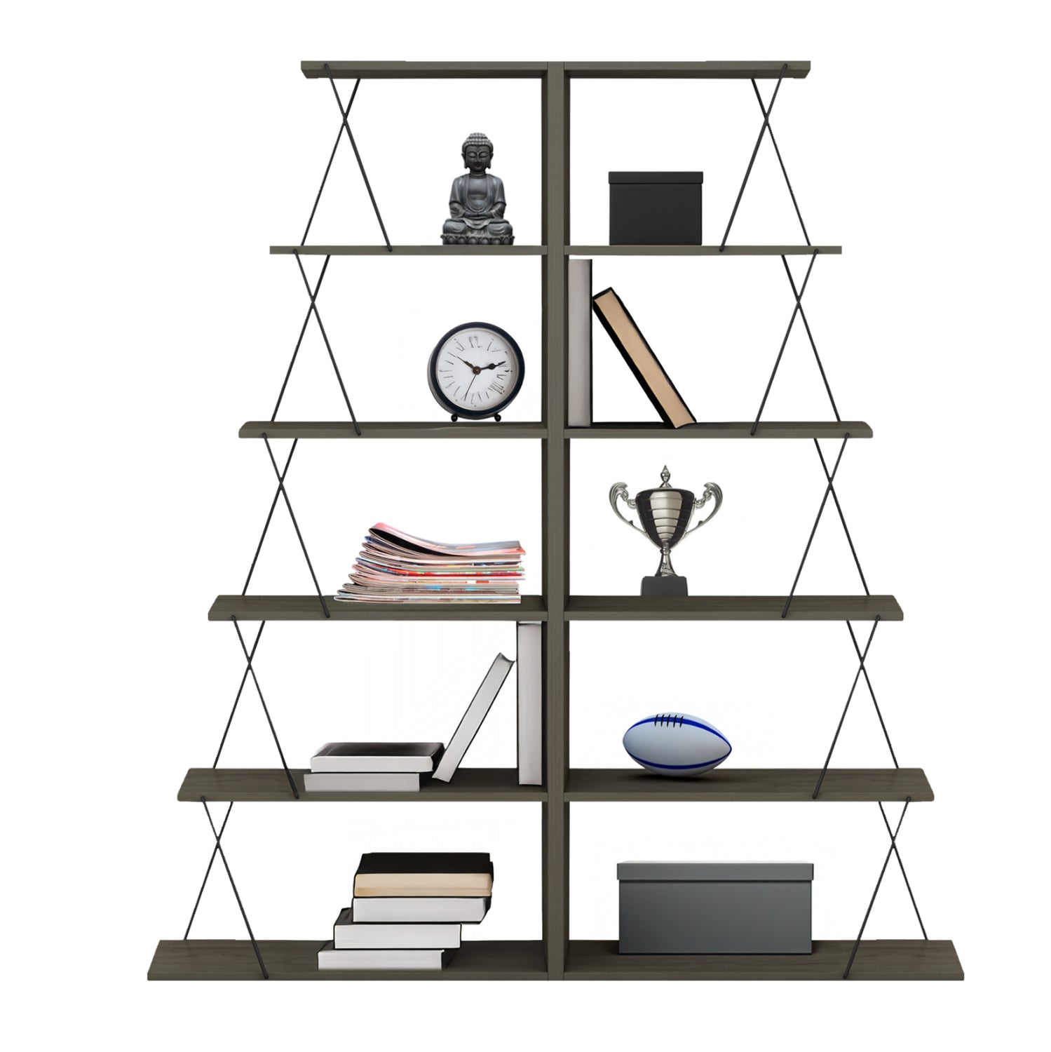 Комплект библиотеки 2 бр Тарс цвят маслиново сив-черен 130/146/24