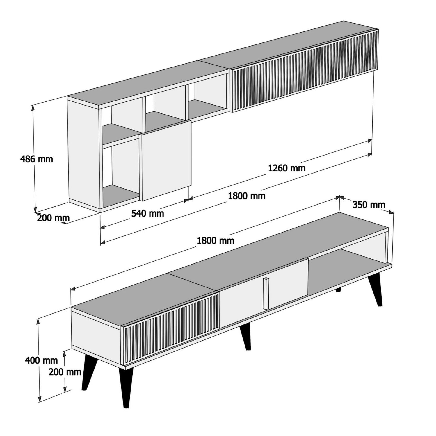 Комплект за хол  2бр орех-бял цвят  11847