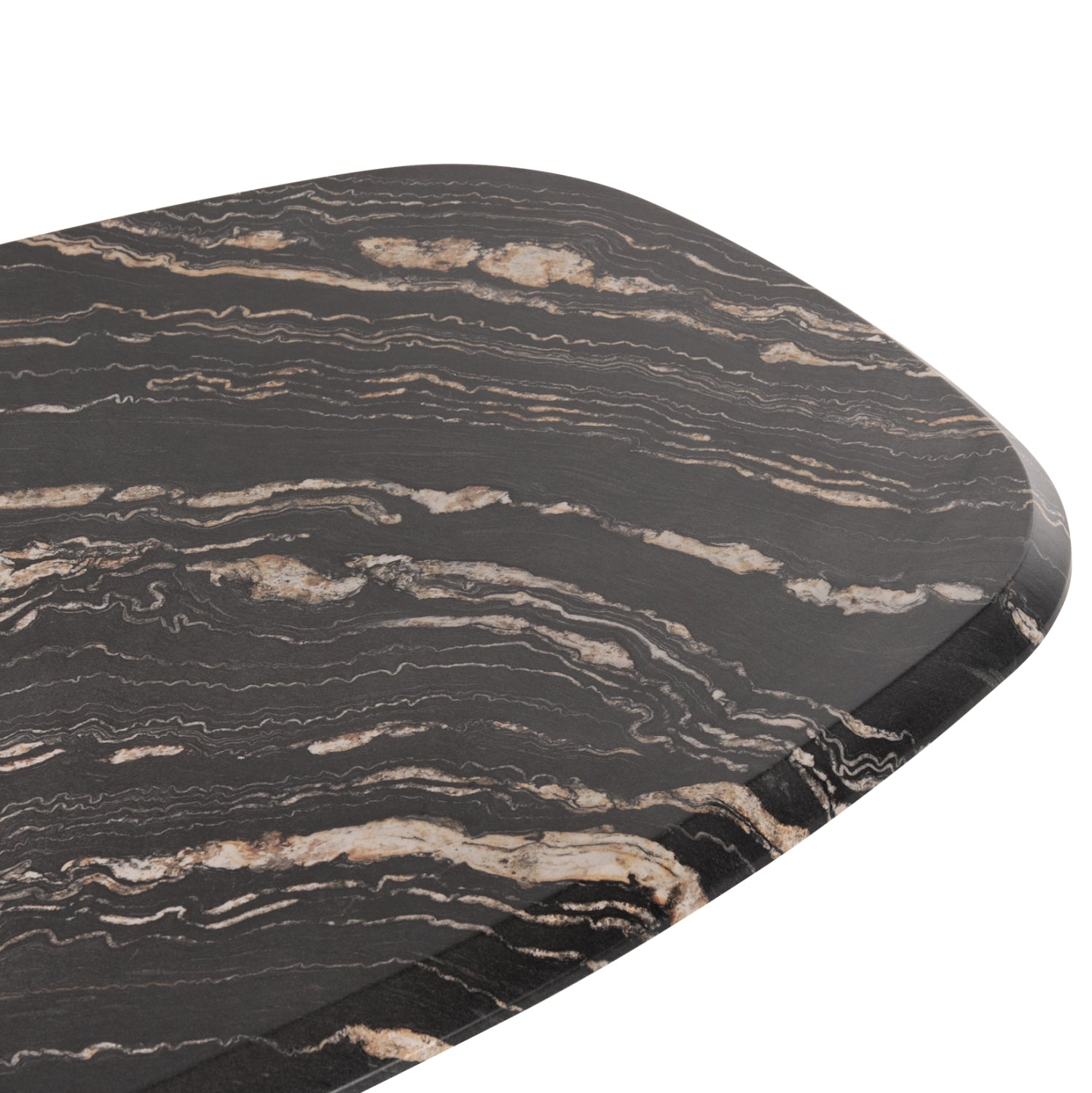 Трапезна маса RODDEN плот от werzalit в черно/златист мраморен дизайн - черна метална основа 146x94x75см.