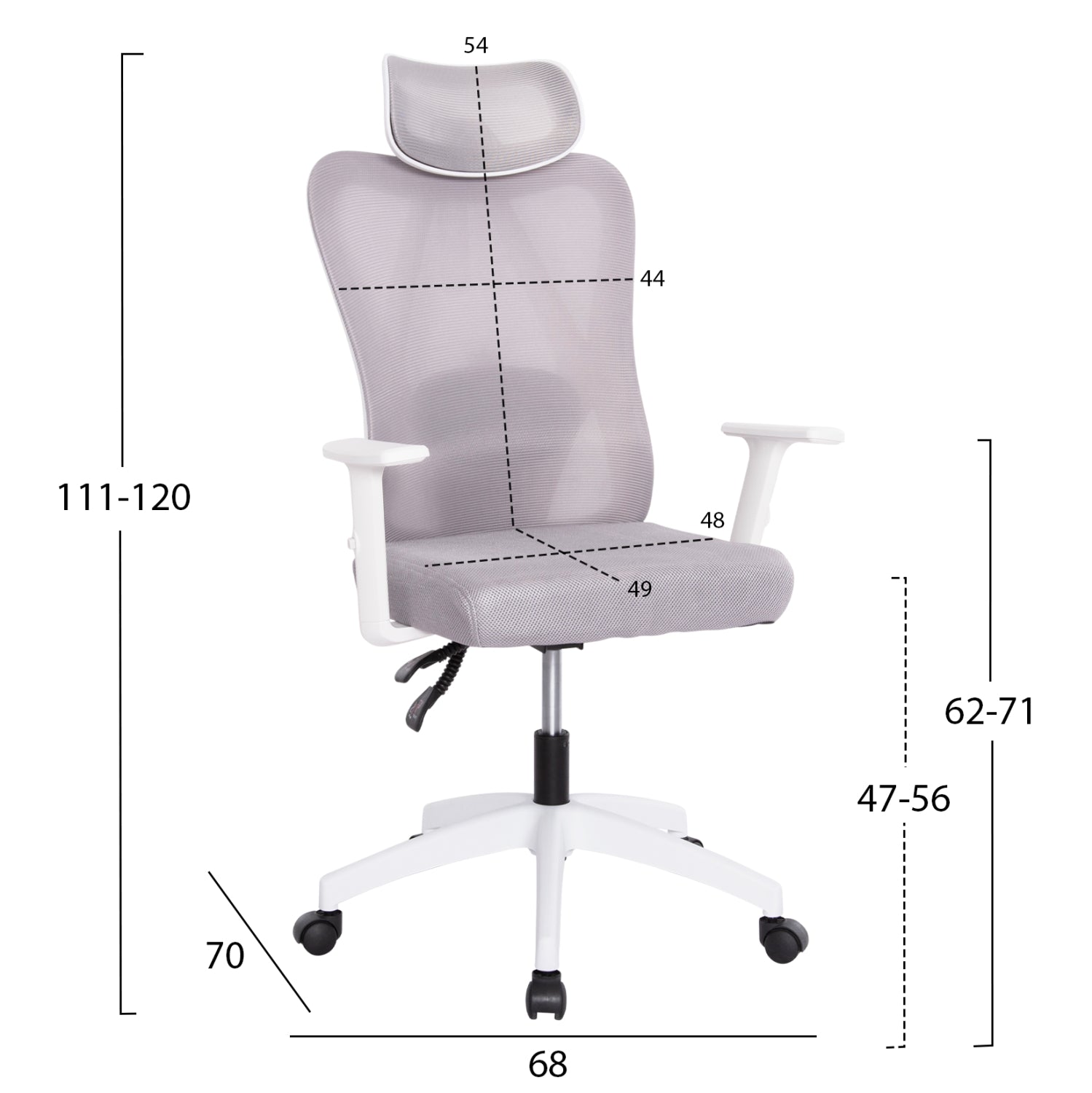 Офис стол  MEXER  цвят бял-сив 68x70x136см