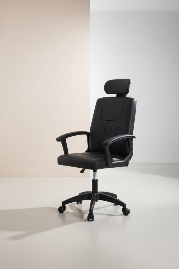 Офис стол NIMBLE кожа  черен цвят 59x64x122см