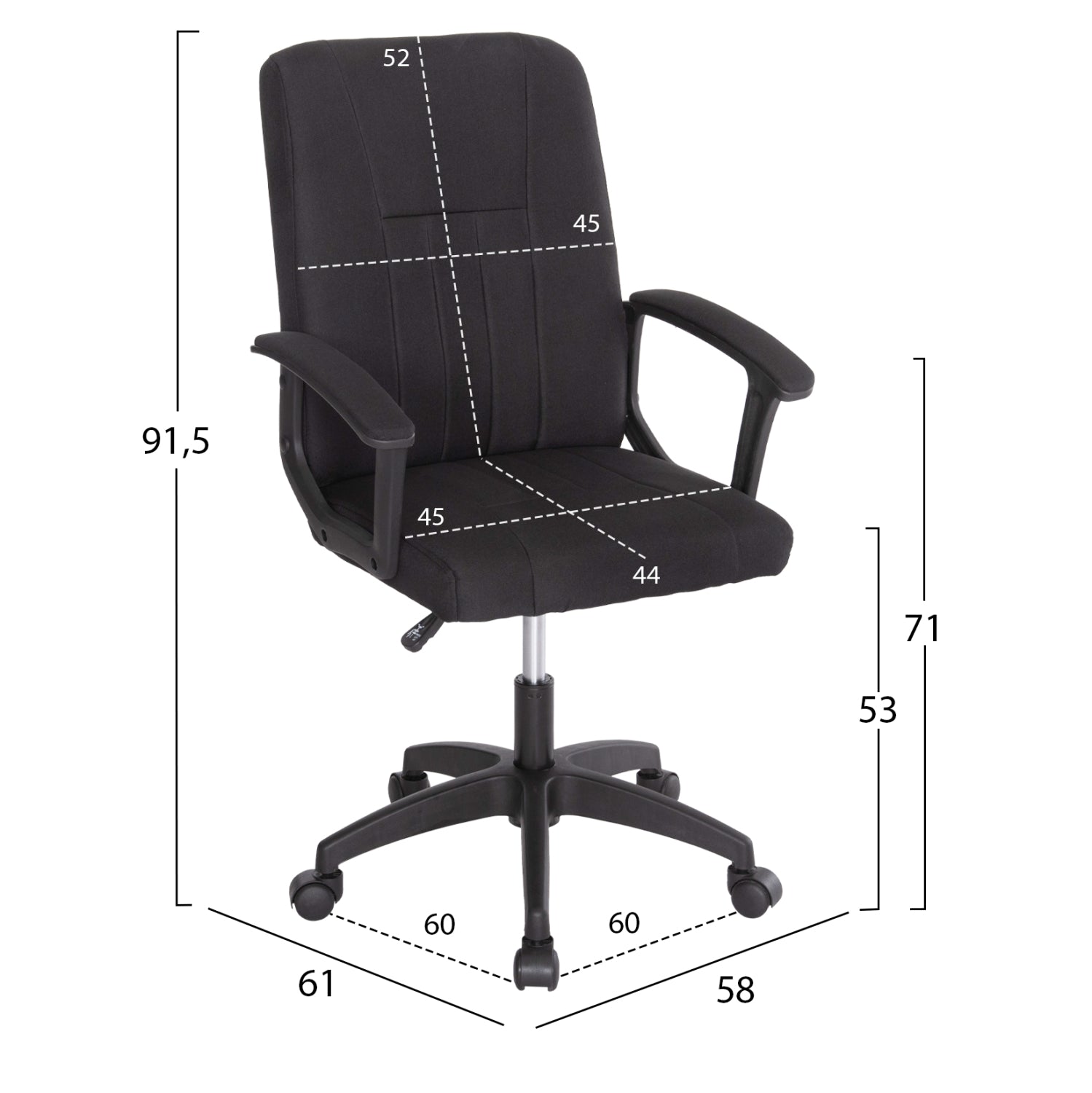Офис стол NIM черен цвят  58x61x101.5см