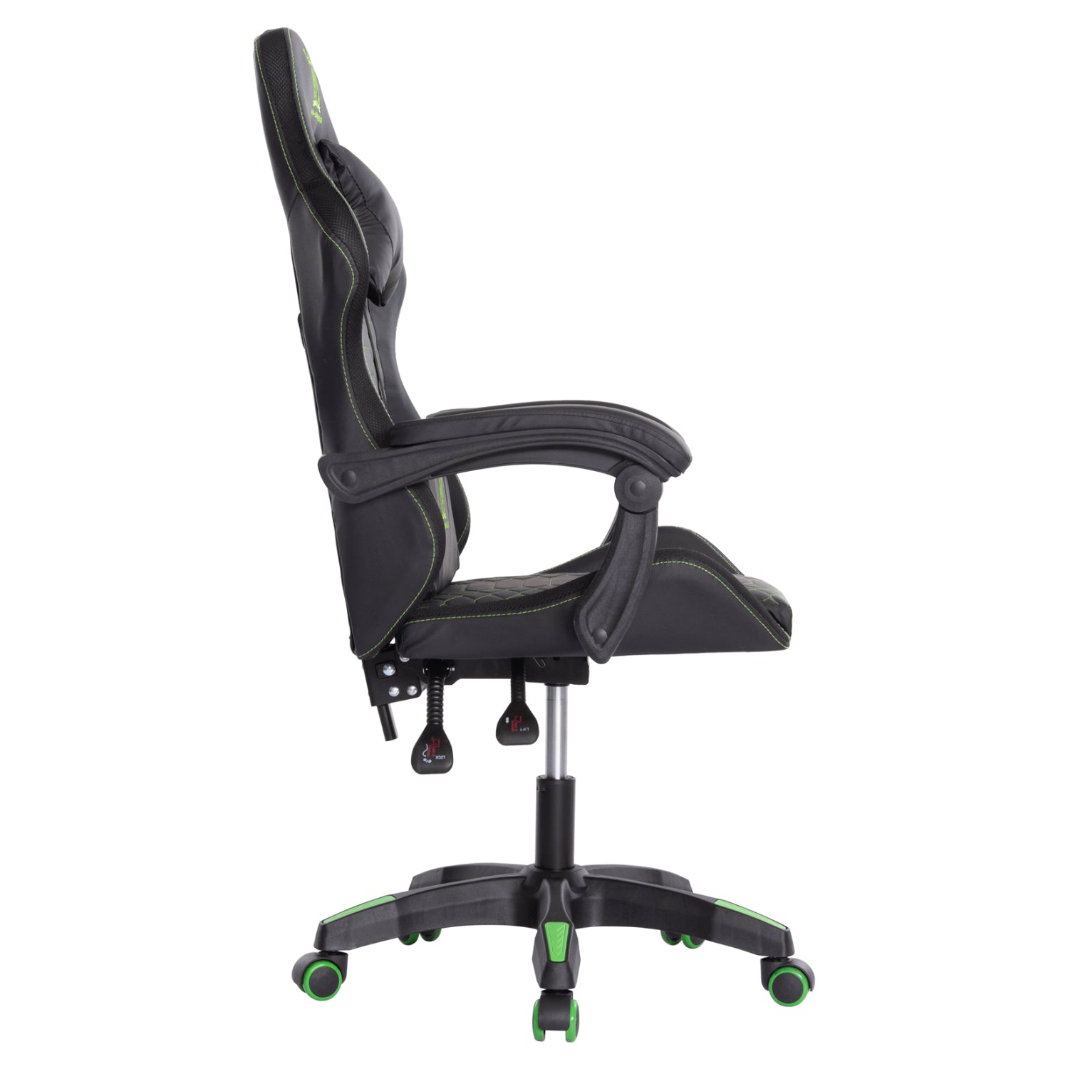 Геймърски стол LOOT цвят черен-зелен 60x60x120см