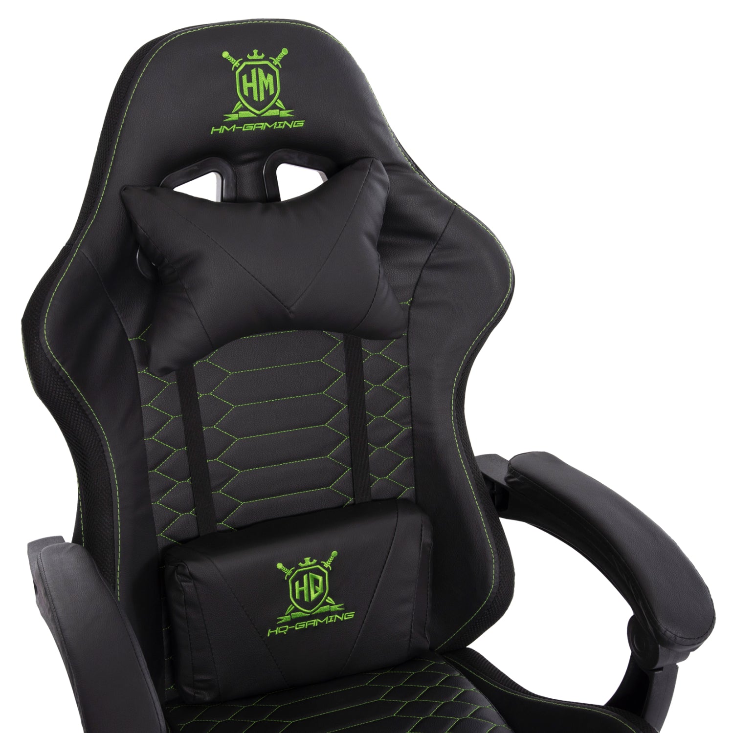 Геймърски стол LOOT цвят черен-зелен 60x60x120см