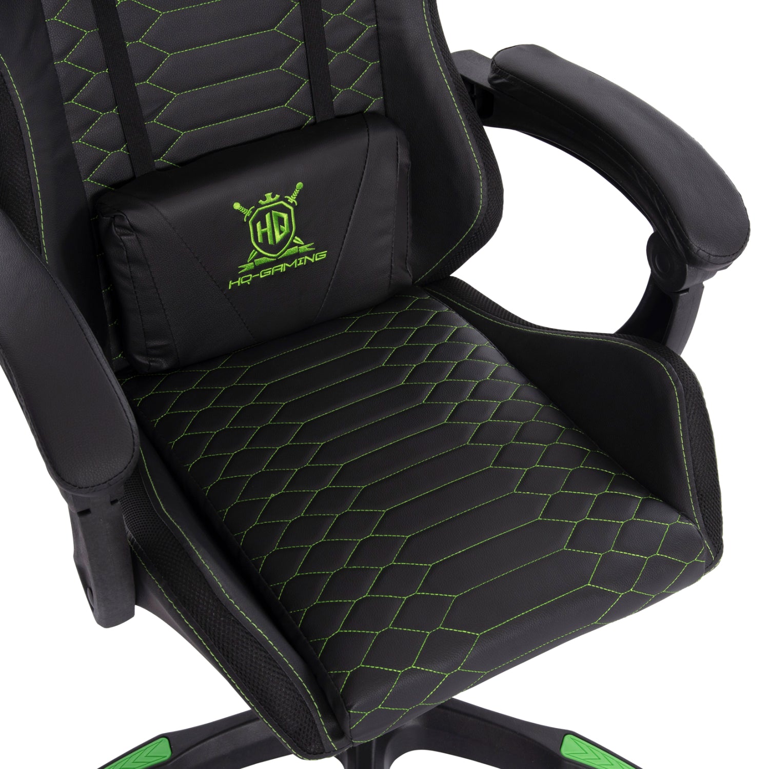 Геймърски стол LOOT цвят черен-зелен 60x60x120см