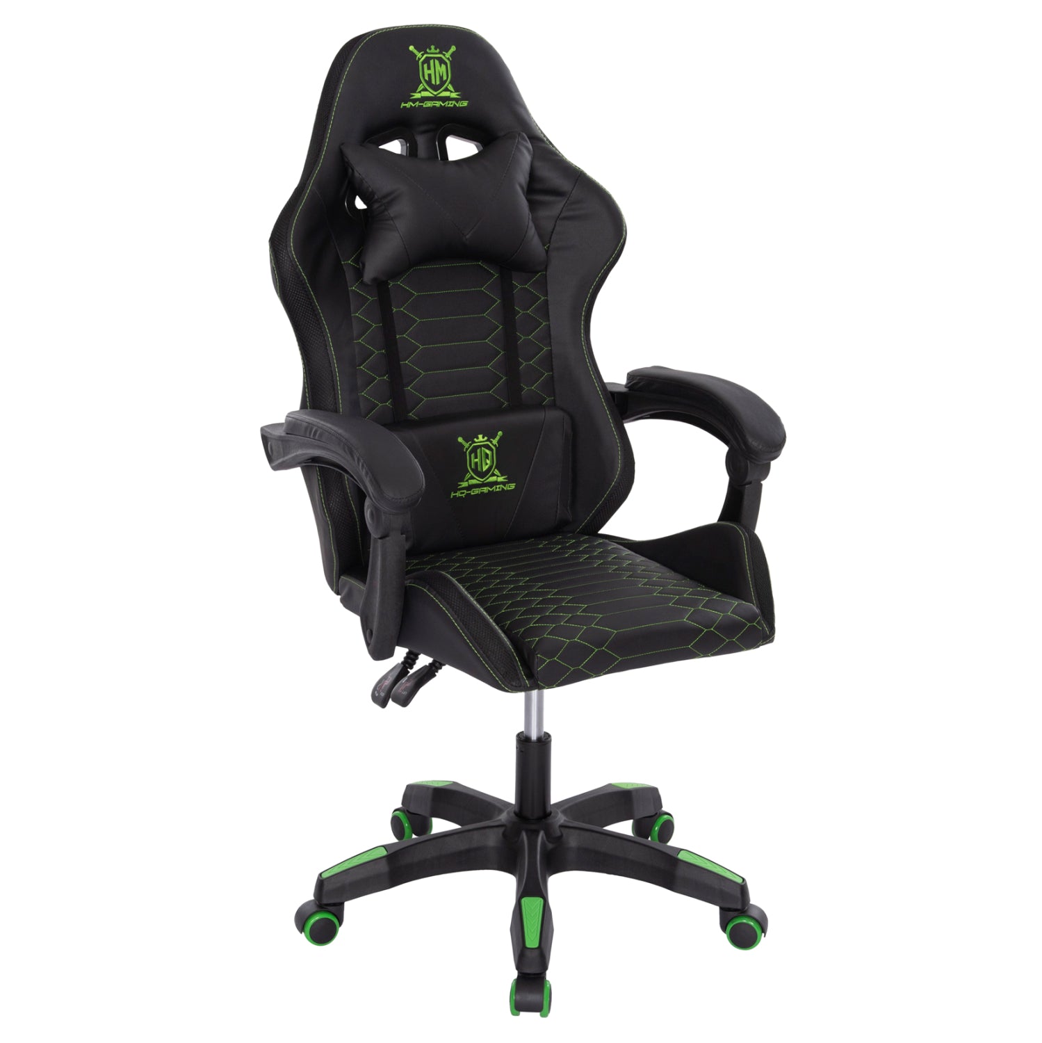 Геймърски стол LOOT цвят черен-зелен 60x60x120см