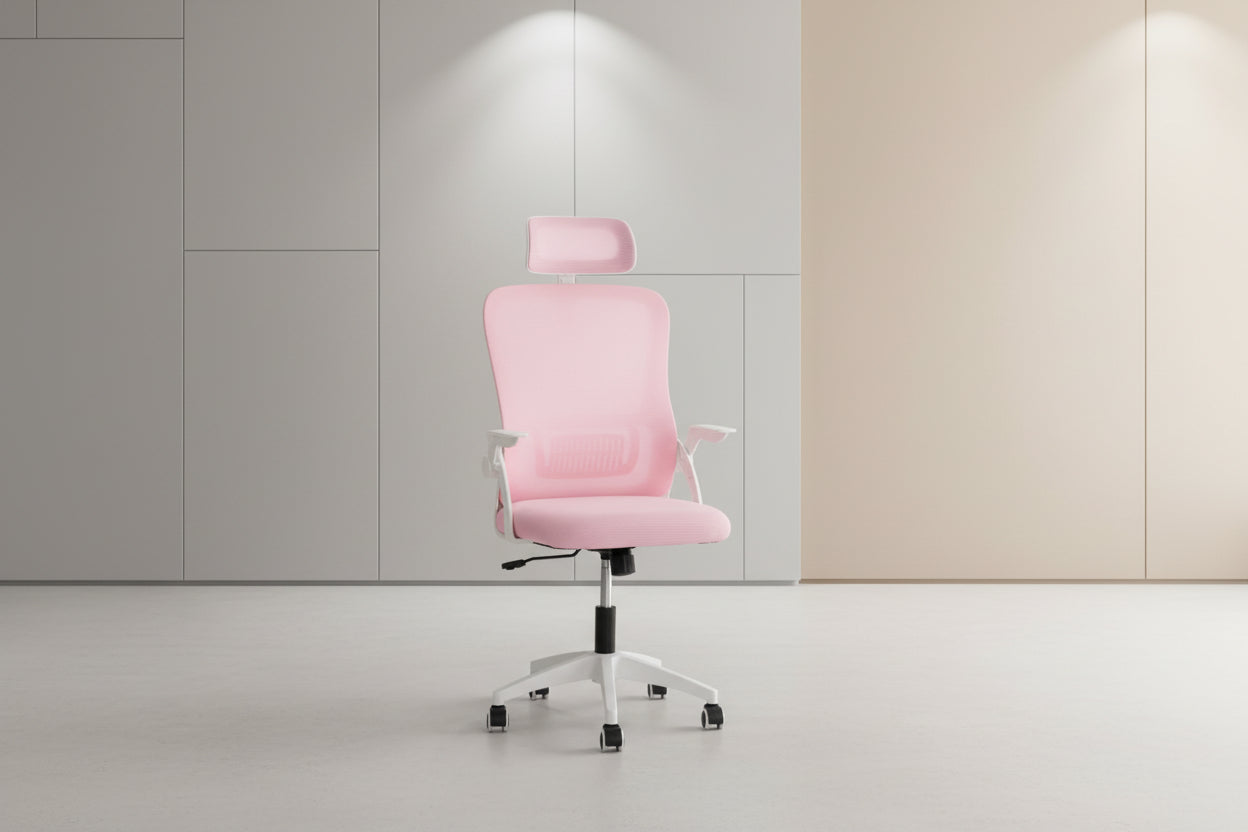 Офис стол BLAZER - Розово-бял, найлонова рамка 60.5x47x85.5см