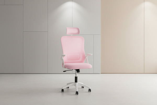 Офис стол BLAZER - Розово-бял, найлонова рамка 60.5x47x85.5см