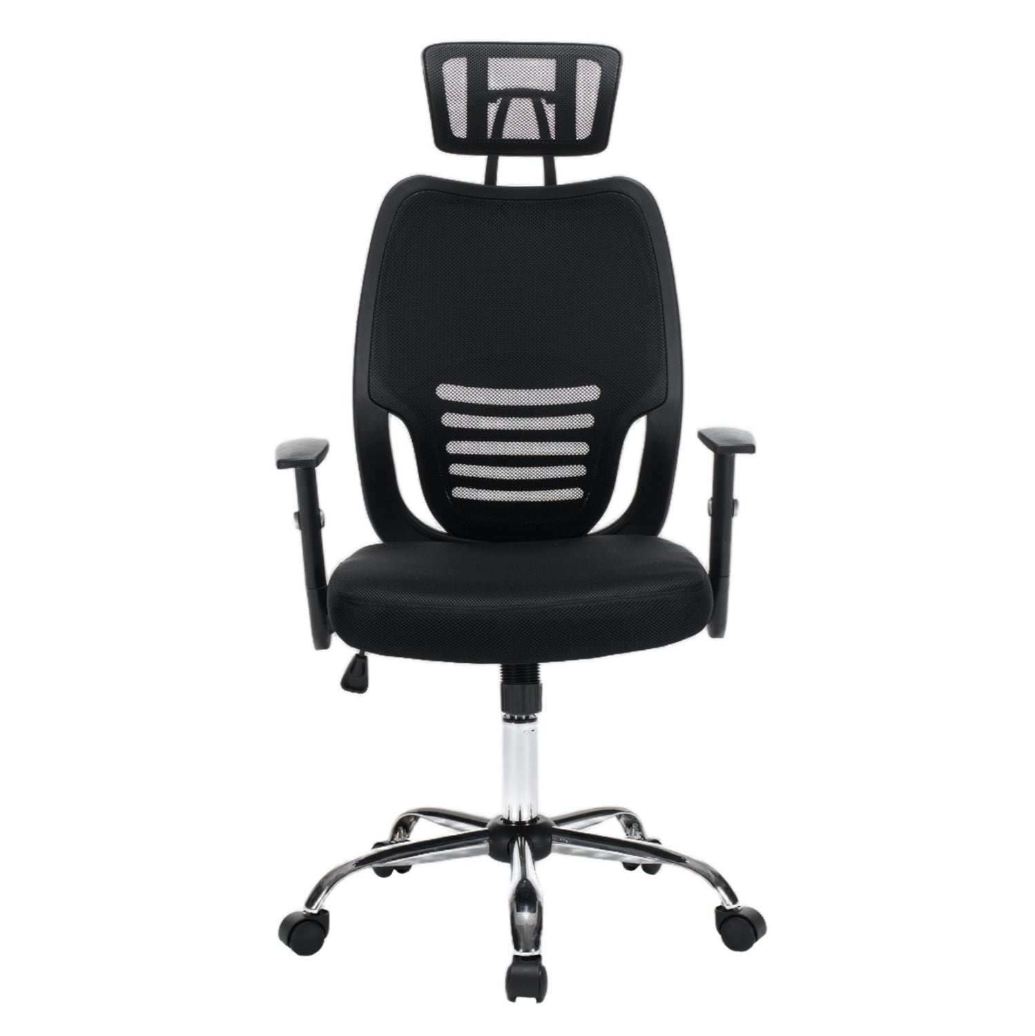 Офис стол,„BRIEF“ черен, мрежестен плат - хромирана основа, 63x64x122 в см.