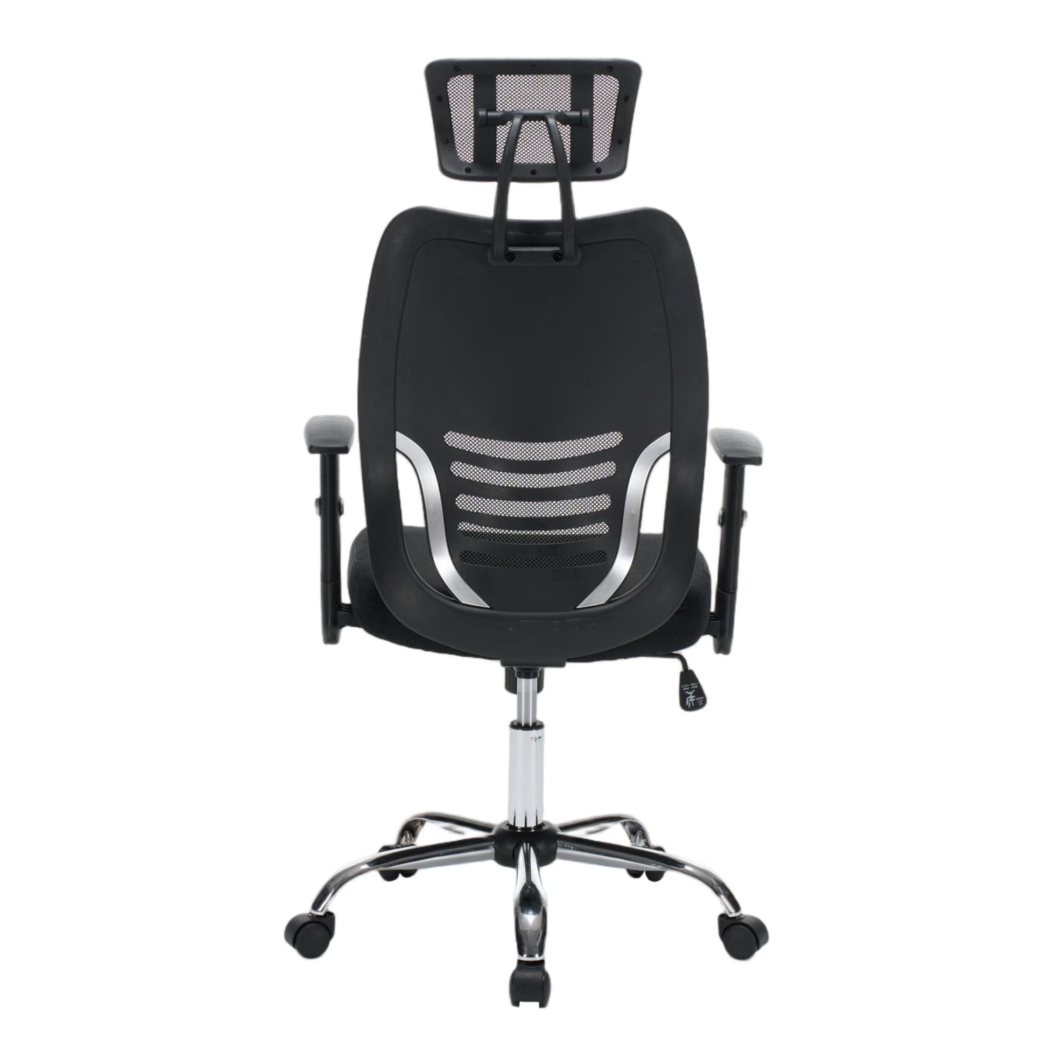 Офис стол,„BRIEF“ черен, мрежестен плат - хромирана основа, 63x64x122 в см.