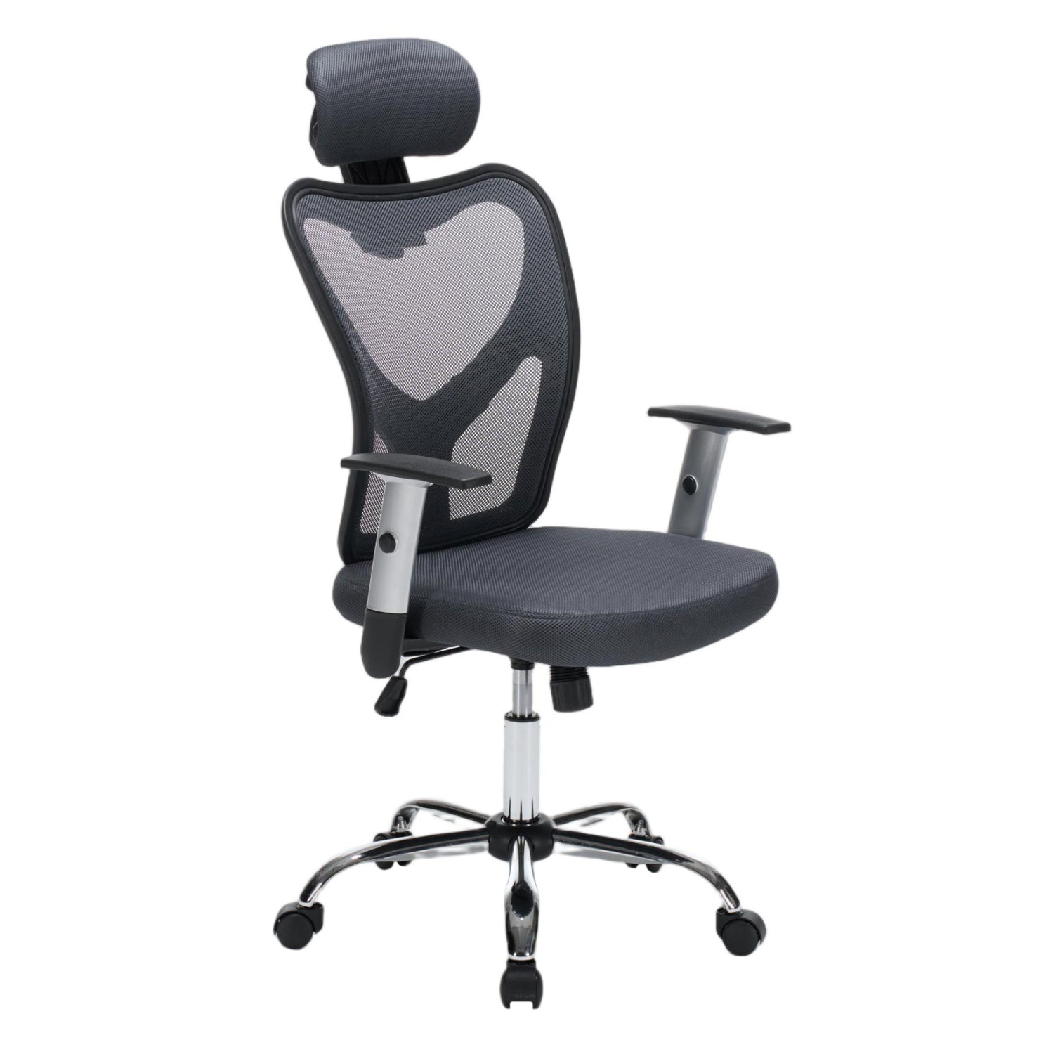 Офис стол Cuore сив мрежестен платеж - черна рамка - хромирана основа 63x61x125всм.