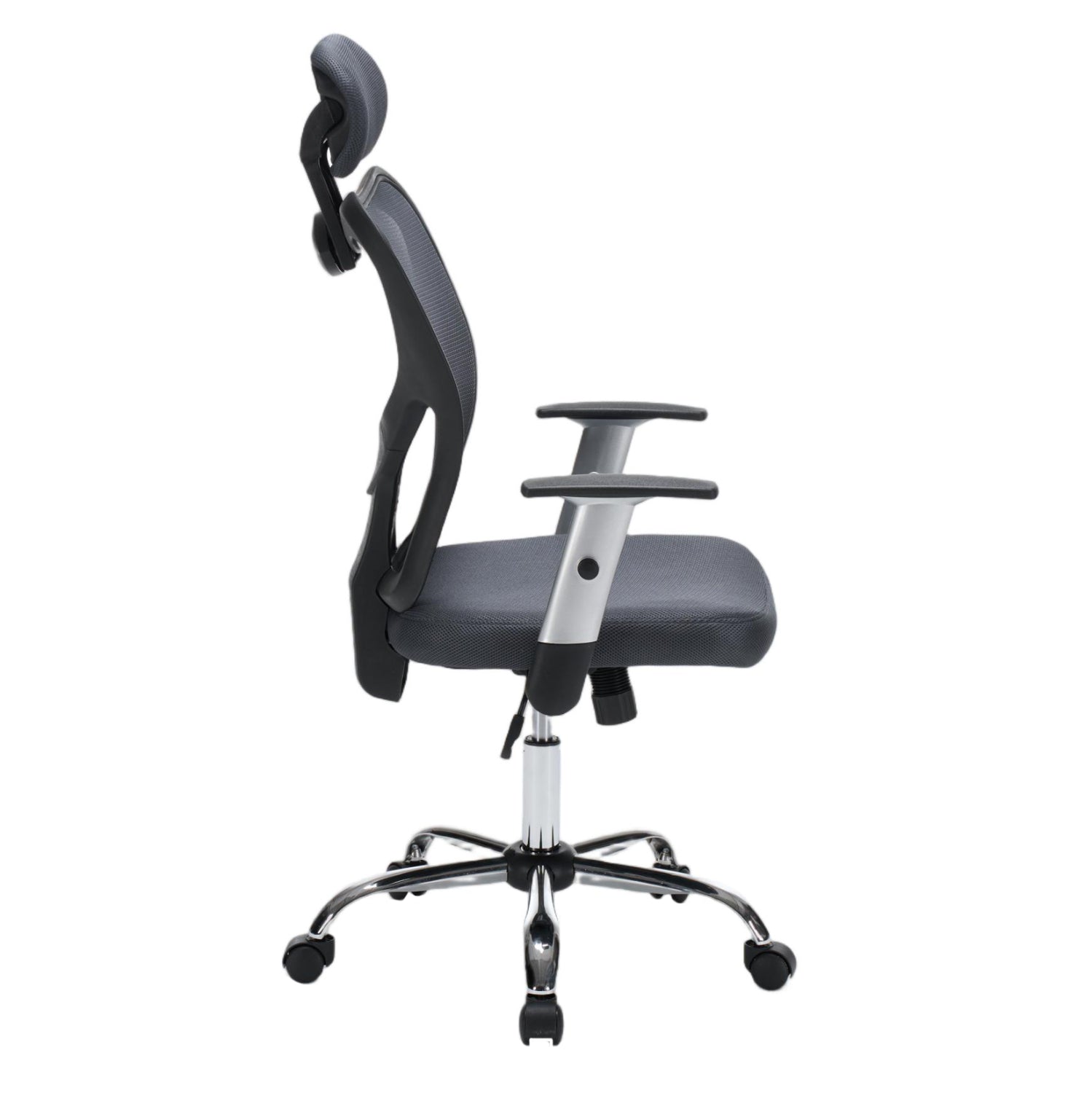 Офис стол Cuore сив мрежестен платеж - черна рамка - хромирана основа 63x61x125всм.