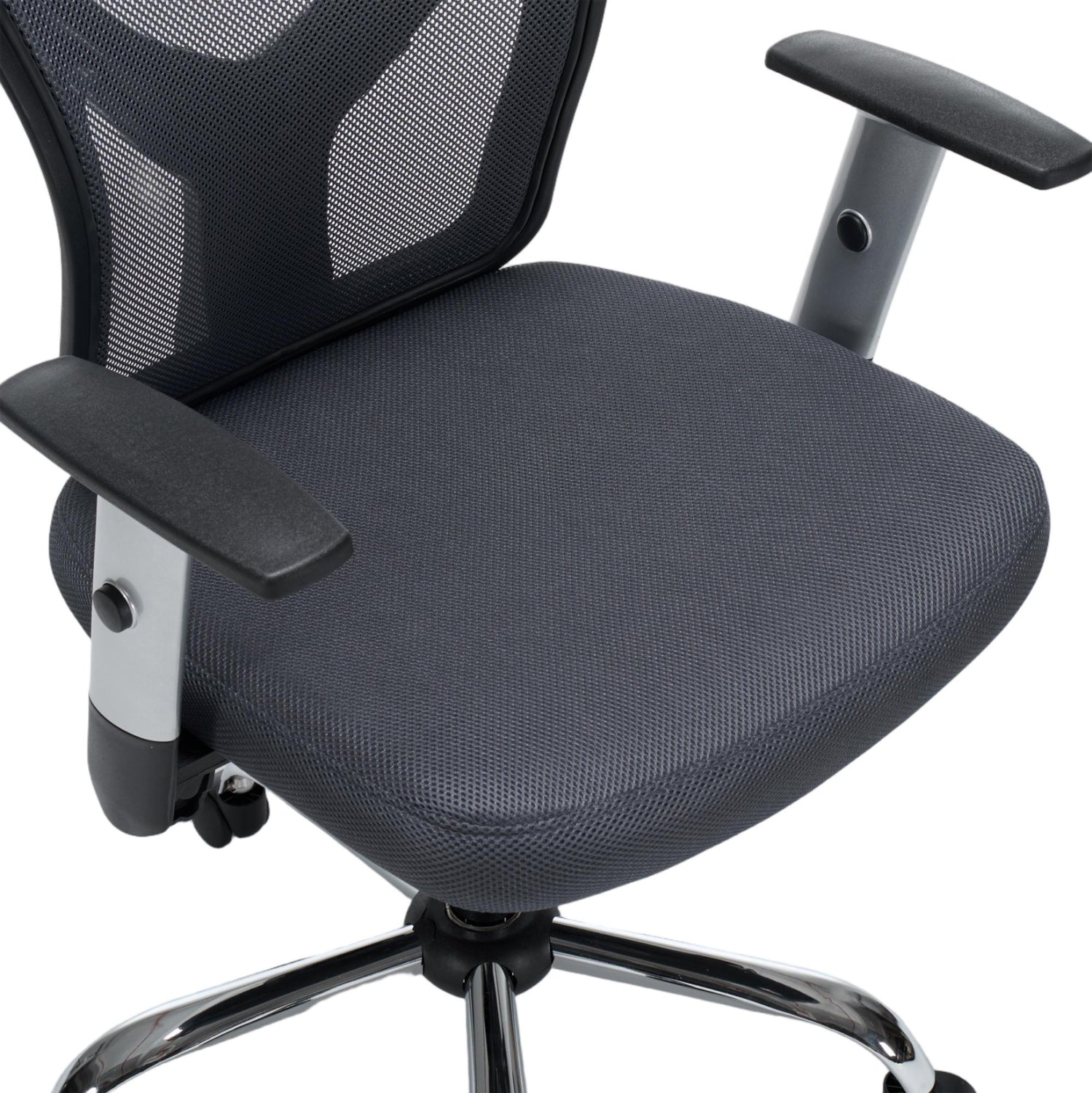 Офис стол Cuore сив мрежестен платеж - черна рамка - хромирана основа 63x61x125всм.