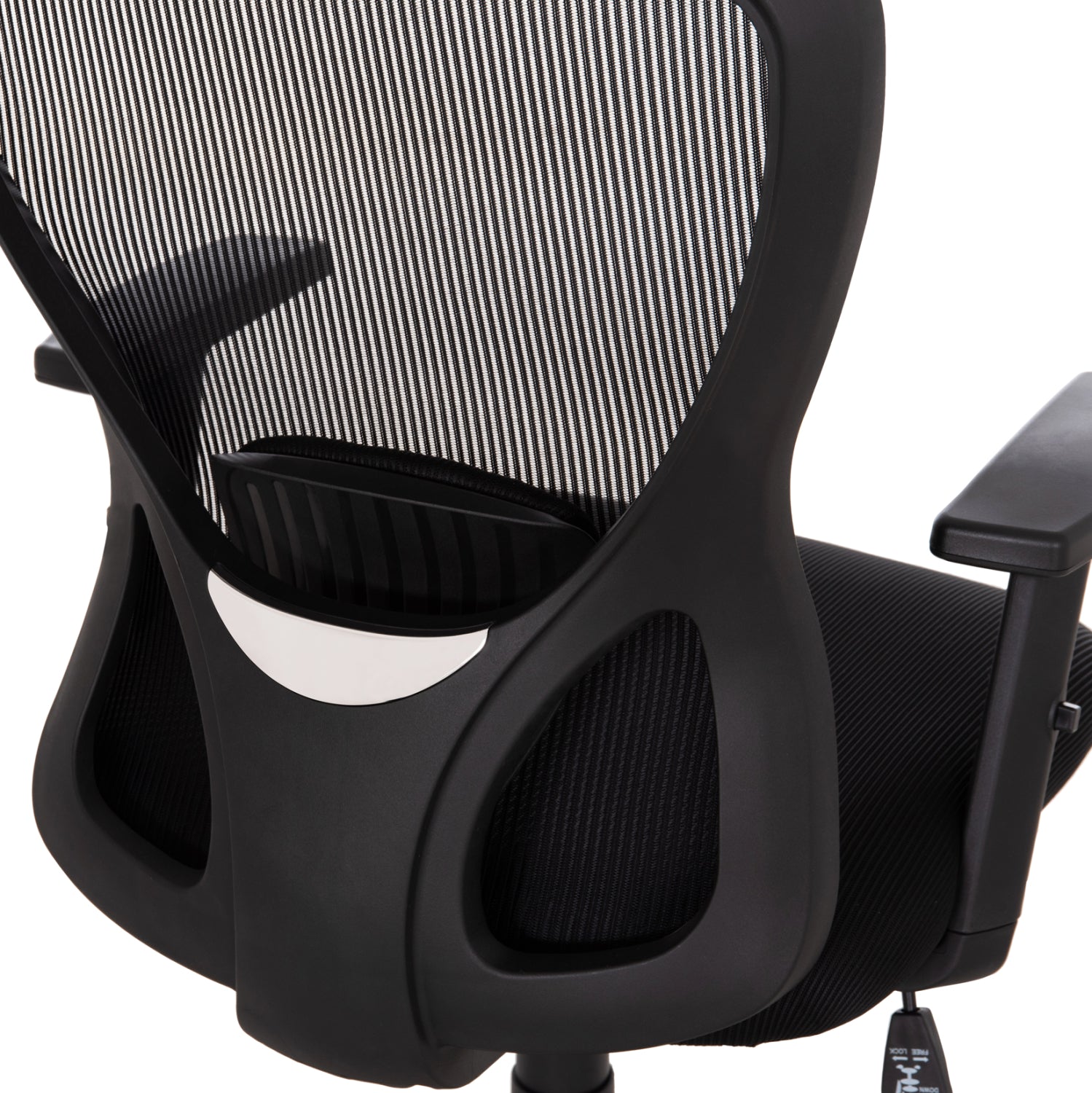 Офис стол Kram черна рамка -- черен мрежестен плат 64x64x100-108всм.