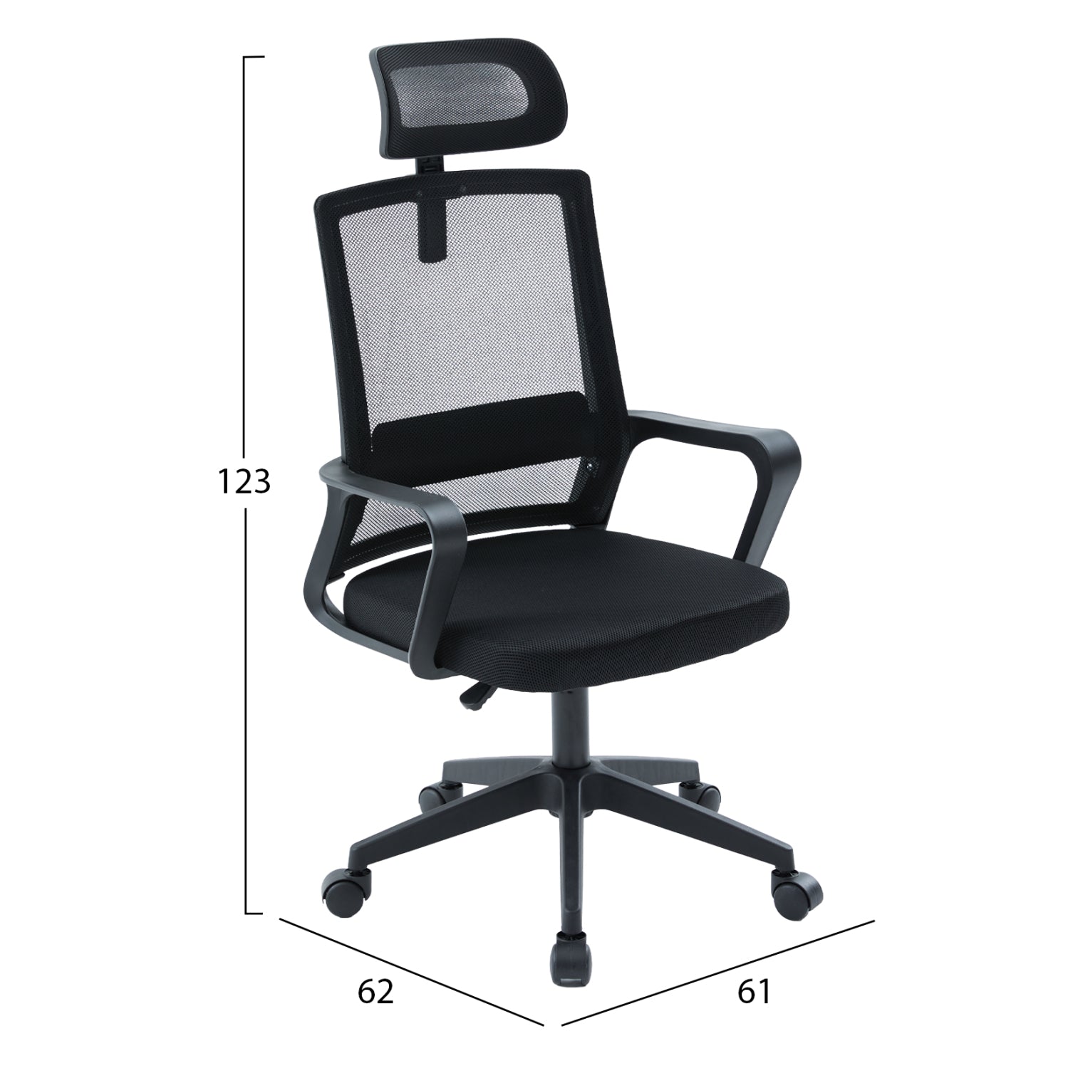 Офис стол VELOCITY черен pp & mesh плат 61x62x123см.