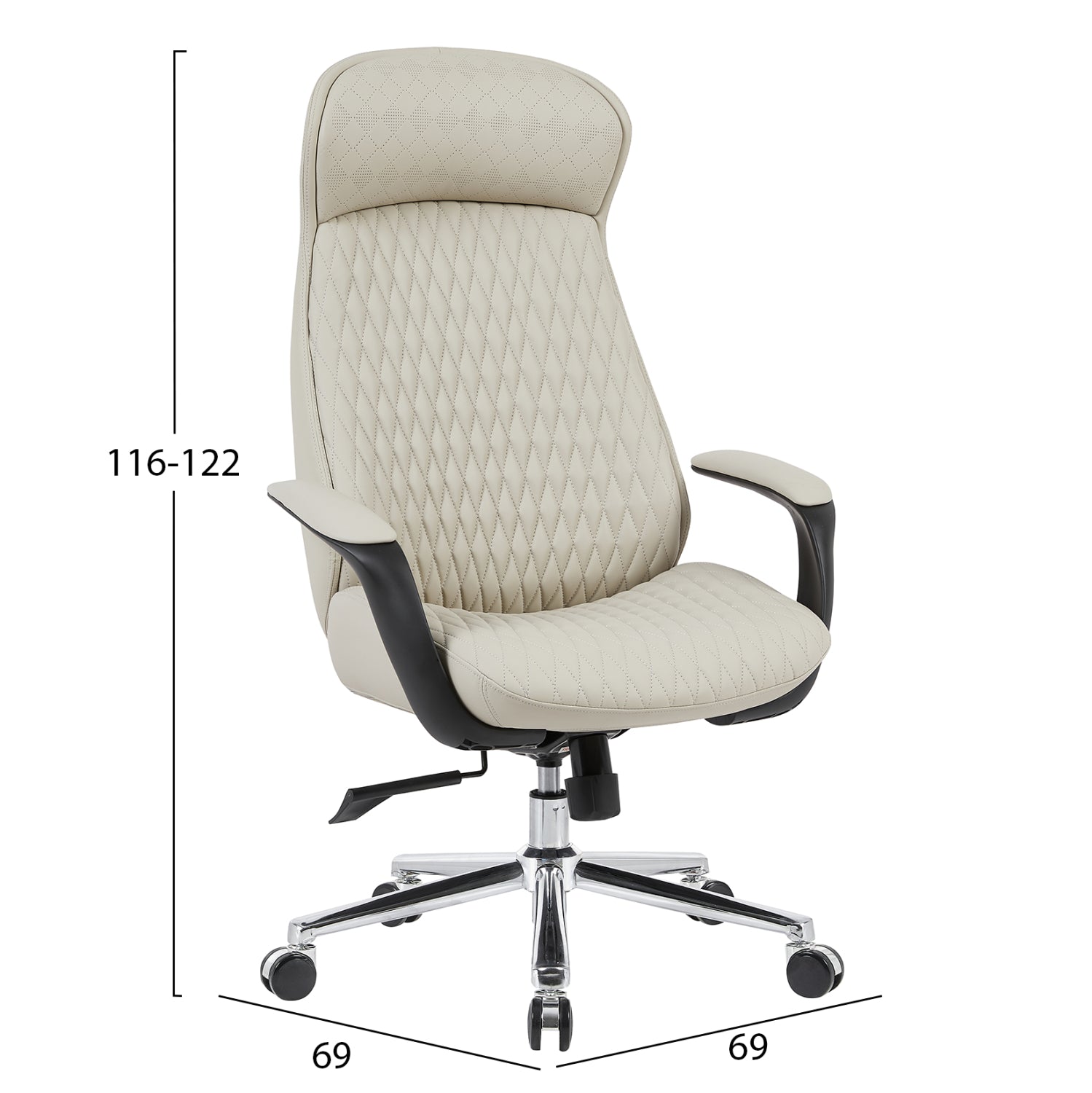 Офис стол velum бежов pu - хромирана основа 71x69x116-122всм