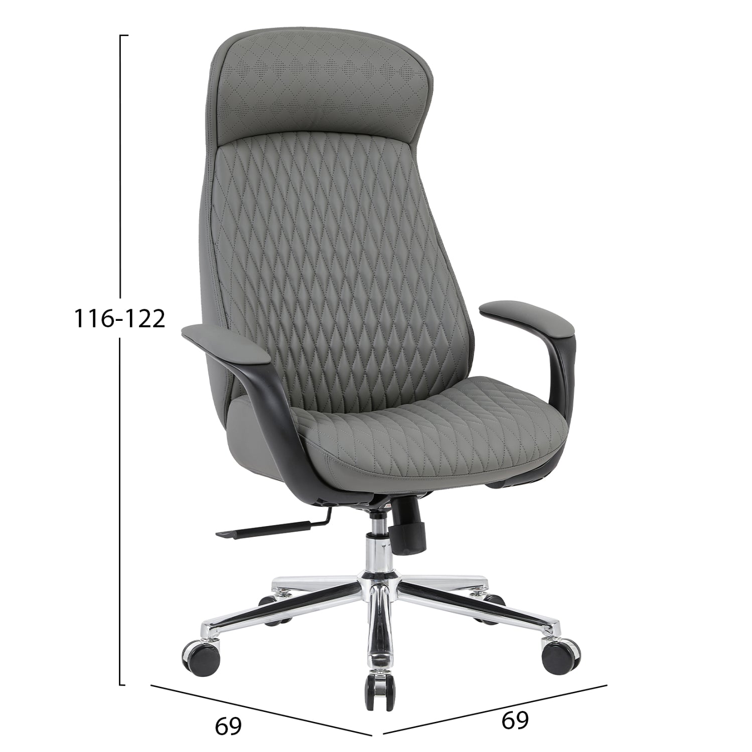 Офис стол velum сив pu - хромирана основа 71x69x116-122в см