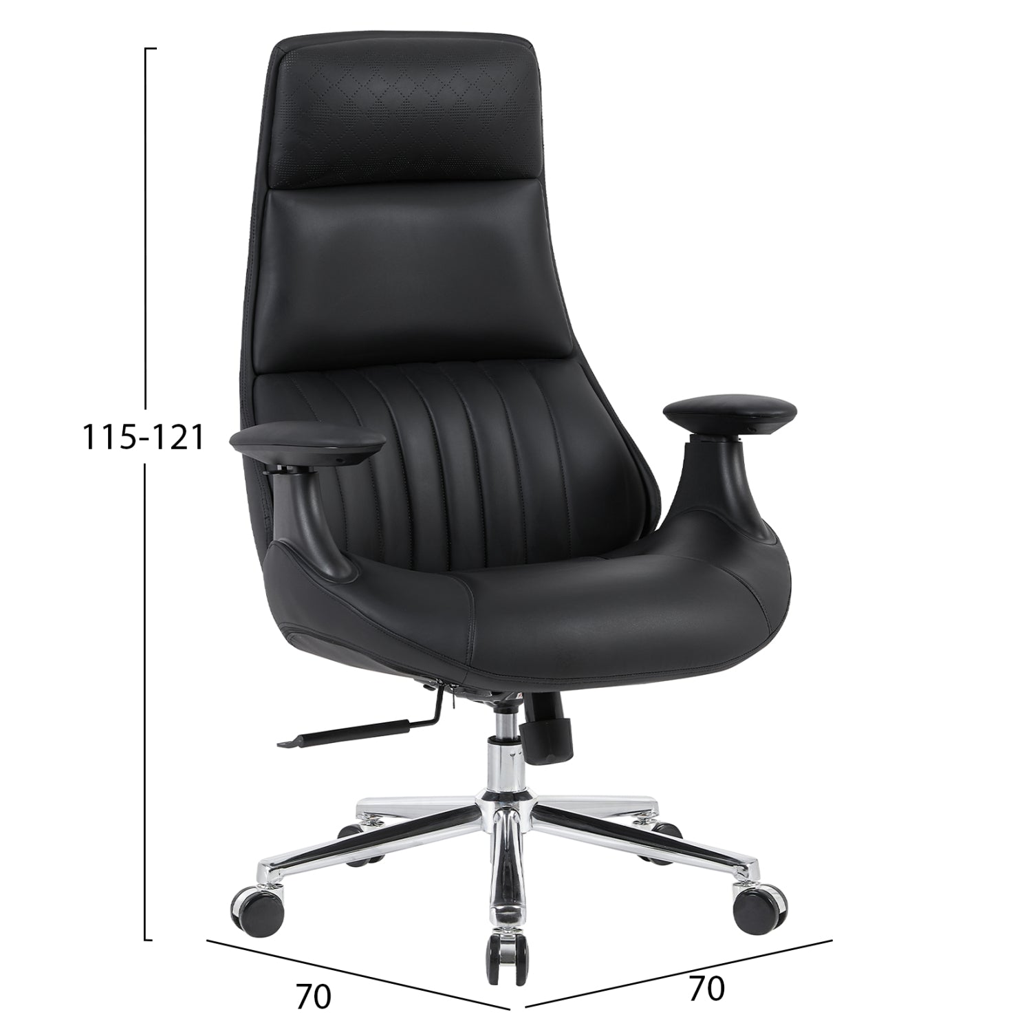Офис стол pulse черен pu - хромирана основа 73x70x115-121(в)см