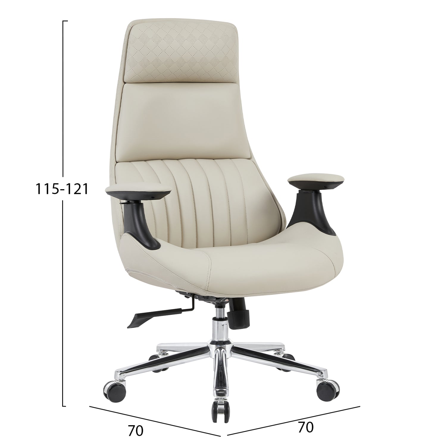 Офис стол pulse бежов pu - хромирана основа 73x70x115-121(в)см
