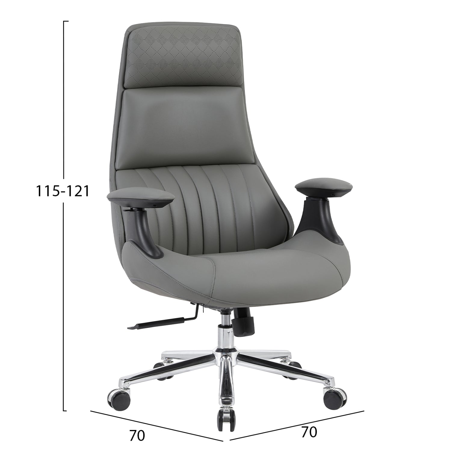 Офис стол pulse сив pu - хромирана основа 73x70x115-121(в)см