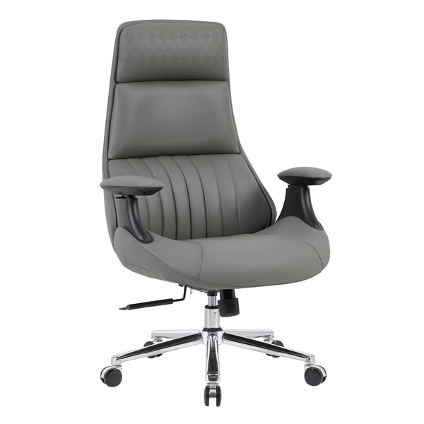 Офис стол PULSE  сив pu - хромирана основа 73x70x115-121(в)см