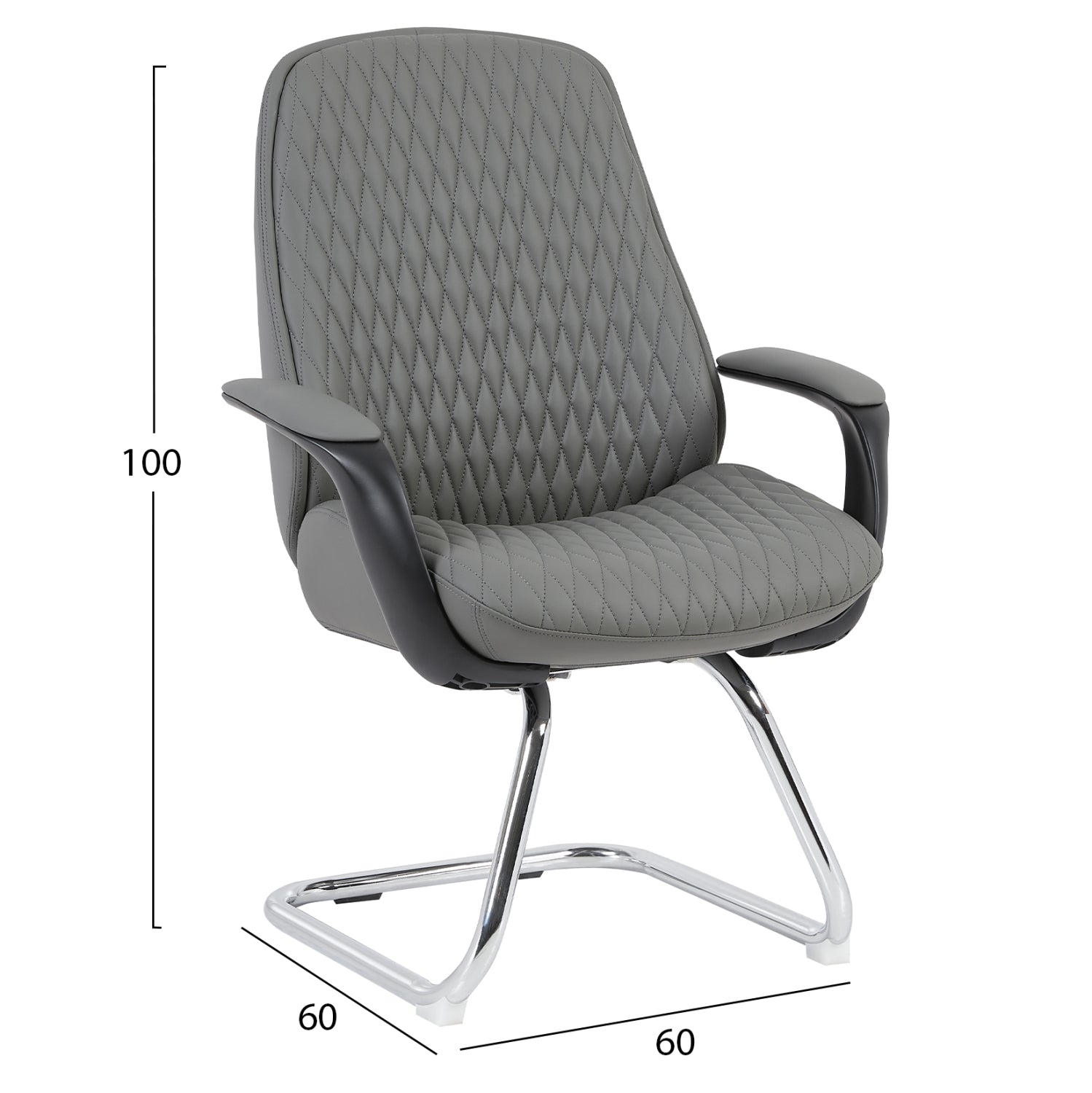 Посетителски стол velum-s сив пу -- хромирана основа 71x60x100всм.