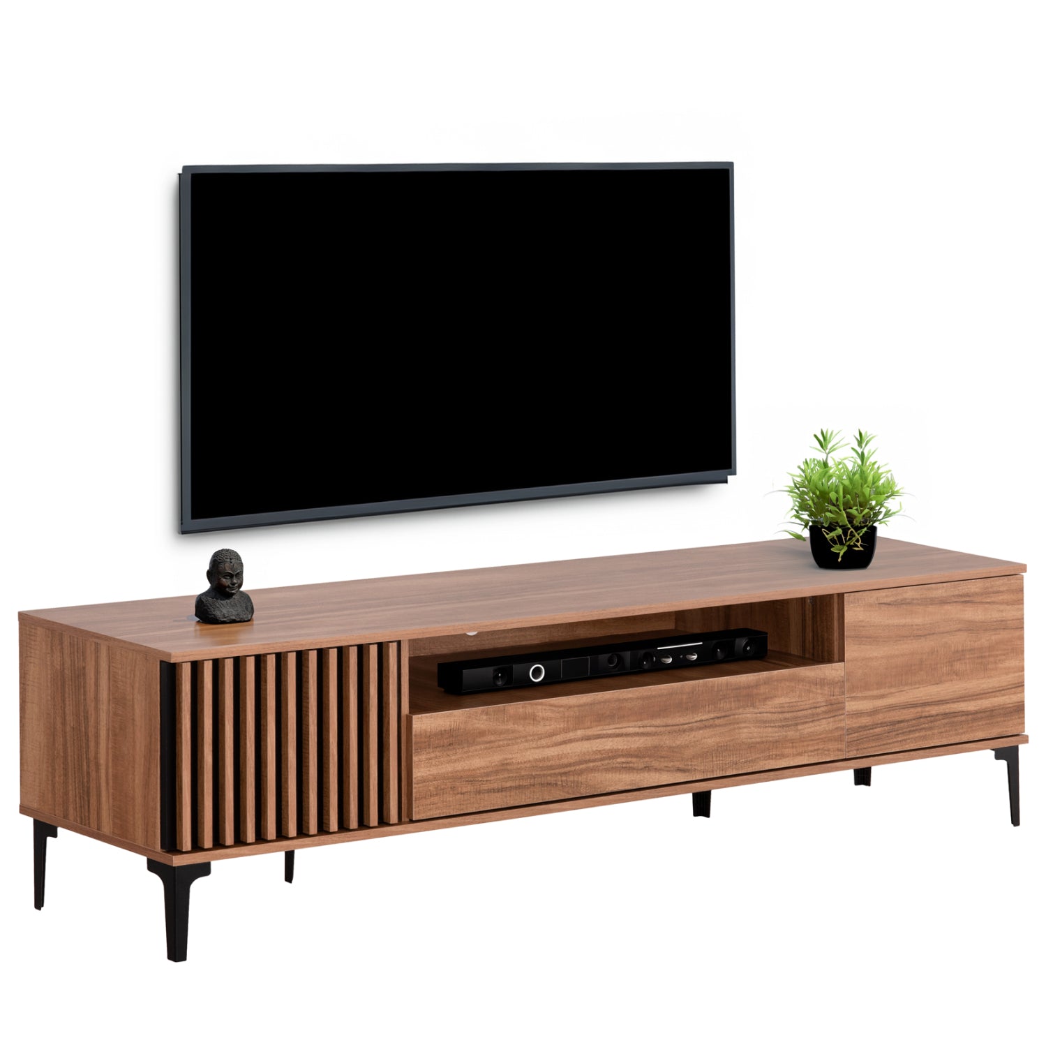 Тв шкаф HARRY цвят натурален-черен 200x40x47,5