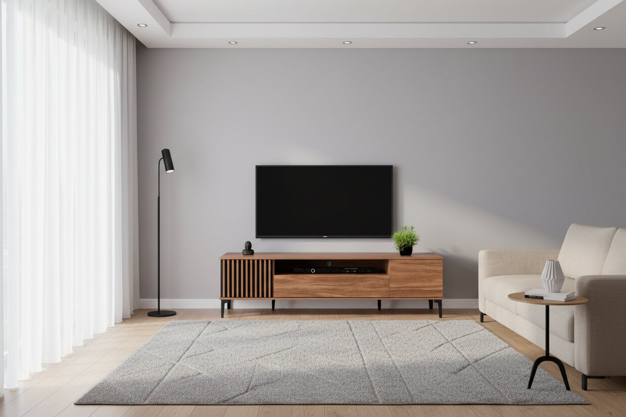 Тв шкаф HARRY цвят натурален-черен 200x40x47,5