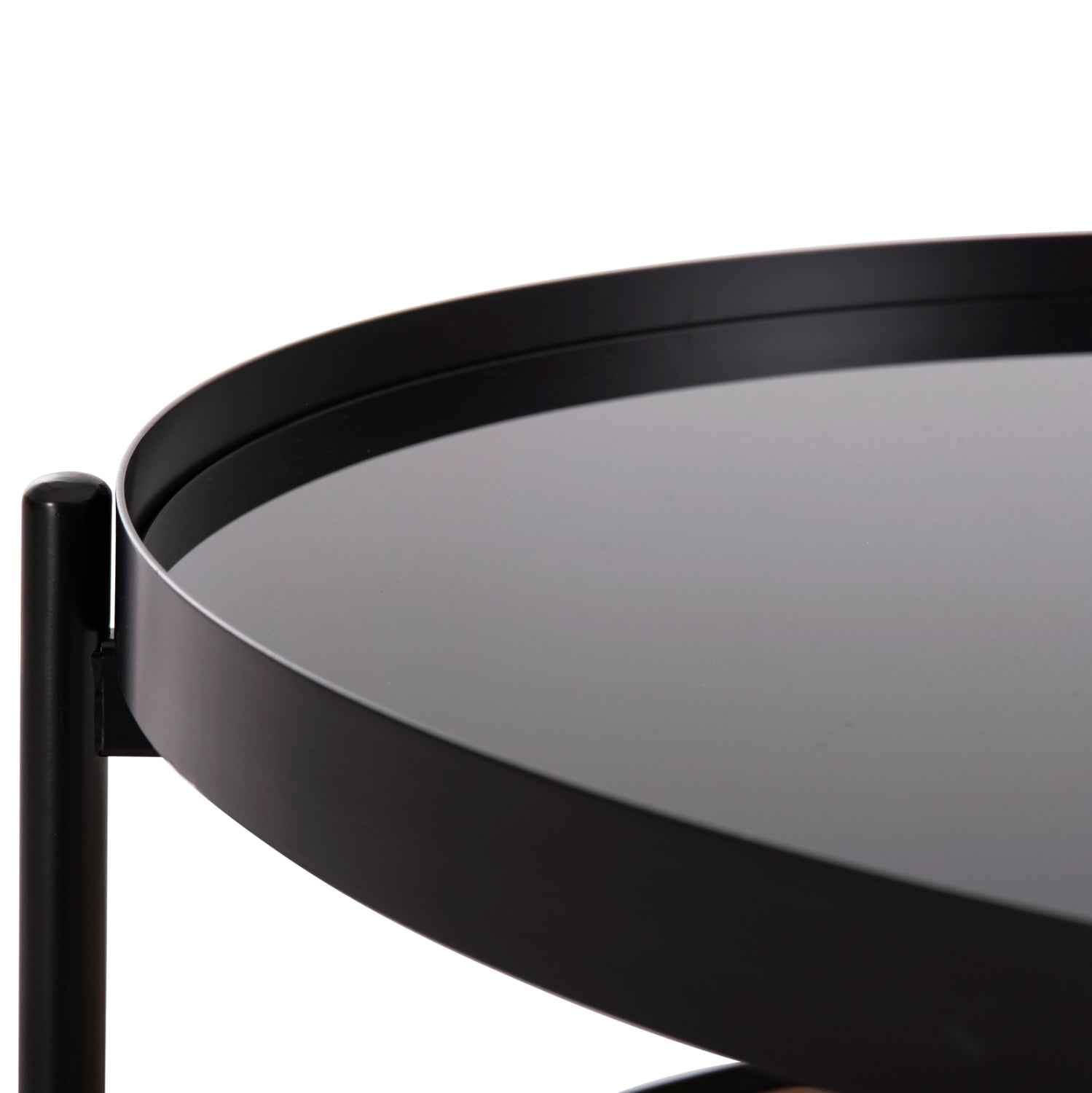 Холна маса Сити цвят черен-естествен  Φ80x45Hсм