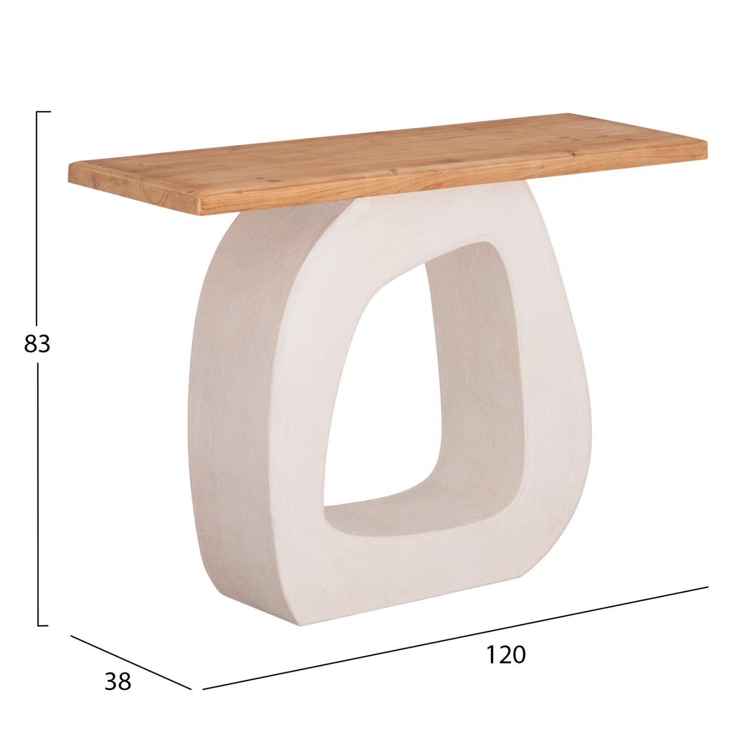 Конзолна серия SANTORINI плот за маса от ела - mdf основа в  бял цвят 120x38x83см.