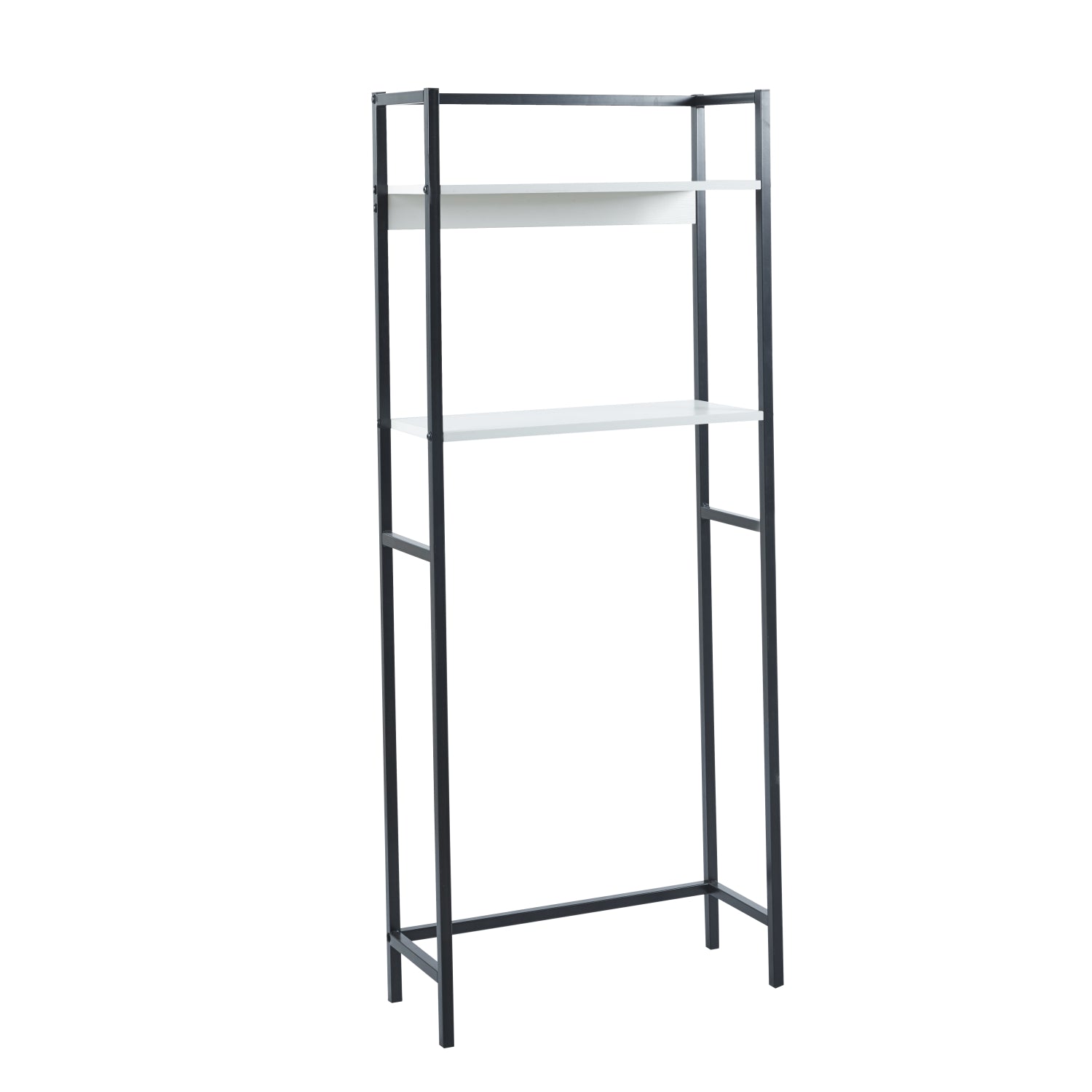 Мебели за пералня - рафт HYGY черен метал - бял мдф 64x25x156см