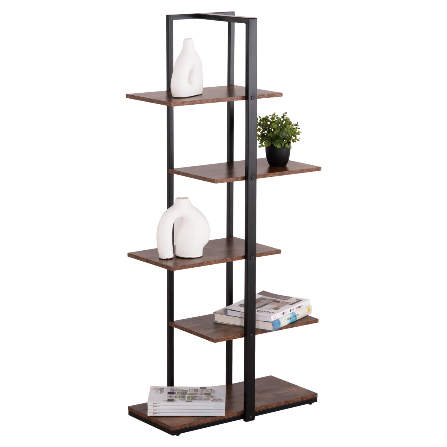 Етажерка OMNI  цвят черен-орех  68x34,5x150,5