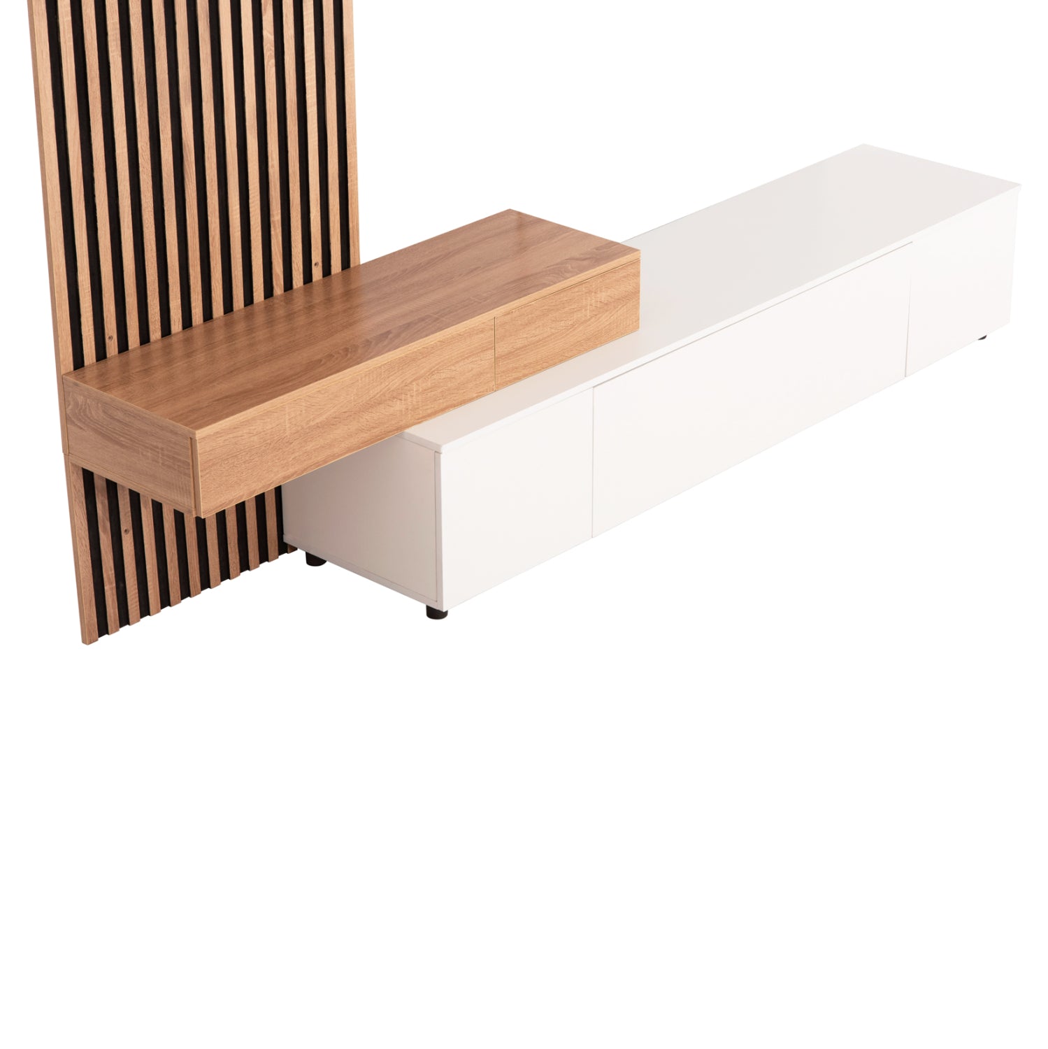 Тв шкаф DORT меламин в sonama-бяло 249.5x42.2x199.5cm