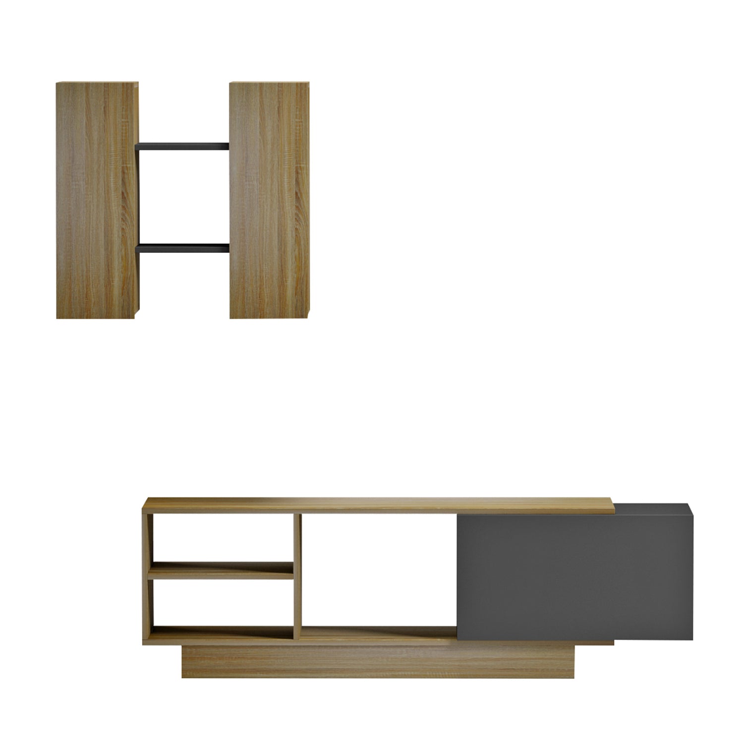 Тв шкаф TYSON меламин сонама сив 140x315x435см