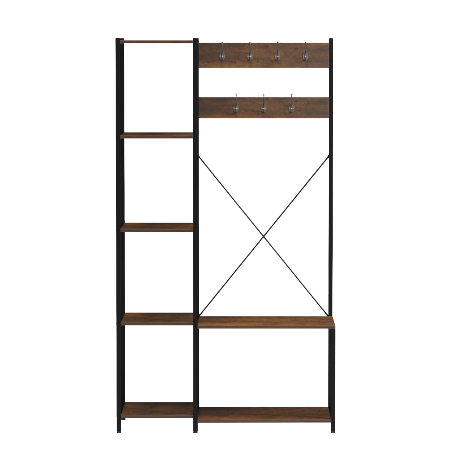 Входна мебел/отворен гардероб ARANJA  метал черно-меламин кафяв 100x46x180см