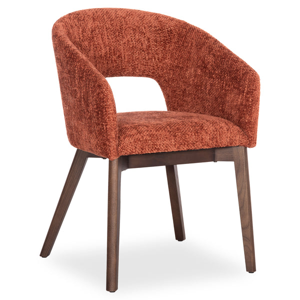 Трапезен стол EMPIRE orange, плат - крака от ясен в цвят орех, 55x54x78см.