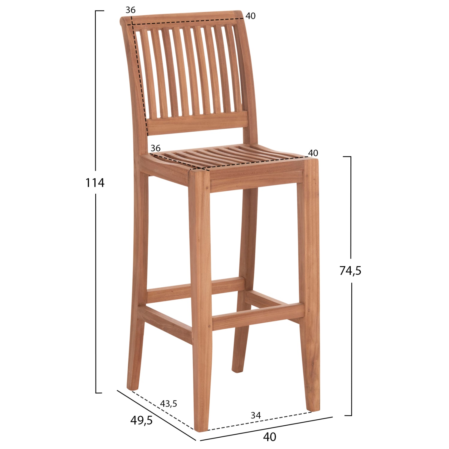 Бар стол PEPAR натурал 40x49,5x114