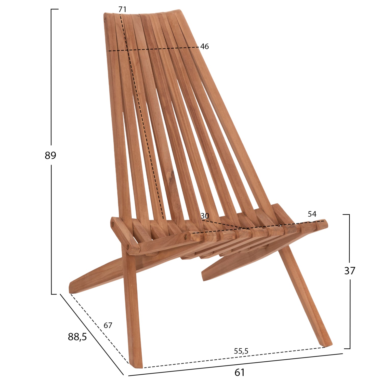 Сгъваем стол „SHIGAO“ тиково дърво -- естествен цвят 61x88.5x89см.