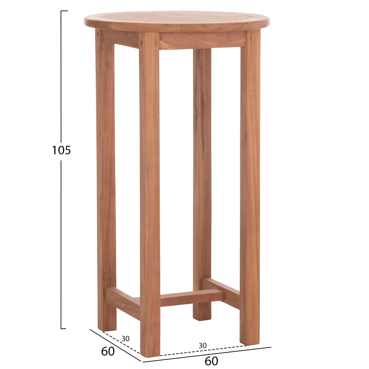 Кръгла бар маса/поставка от тиково дърво Presscot -- натурален φ60x105hcm