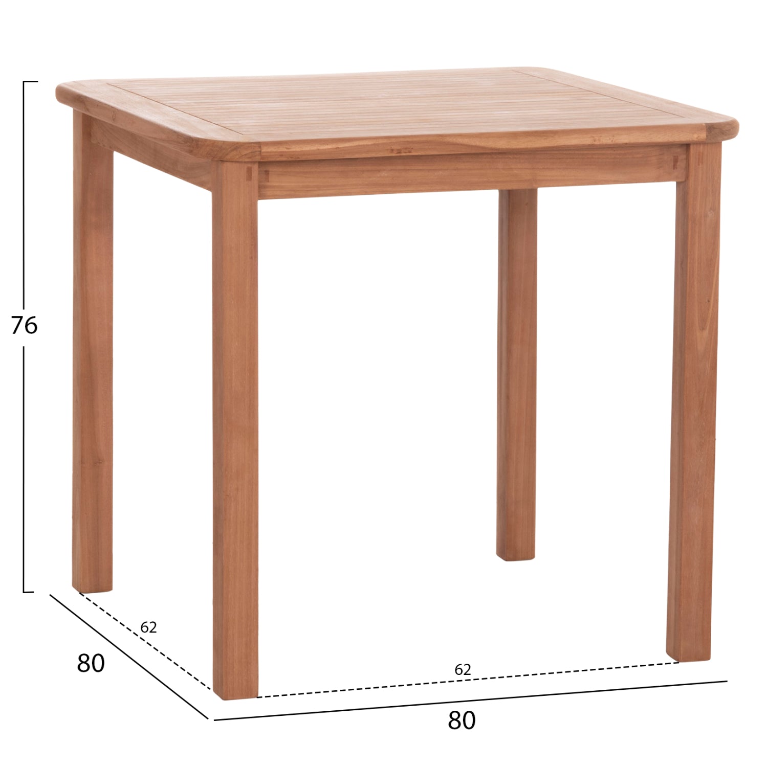 Трапезна маса квадратна PRESSCOT  , тиково дърво,  - естествен цвят, 80x80x76см.