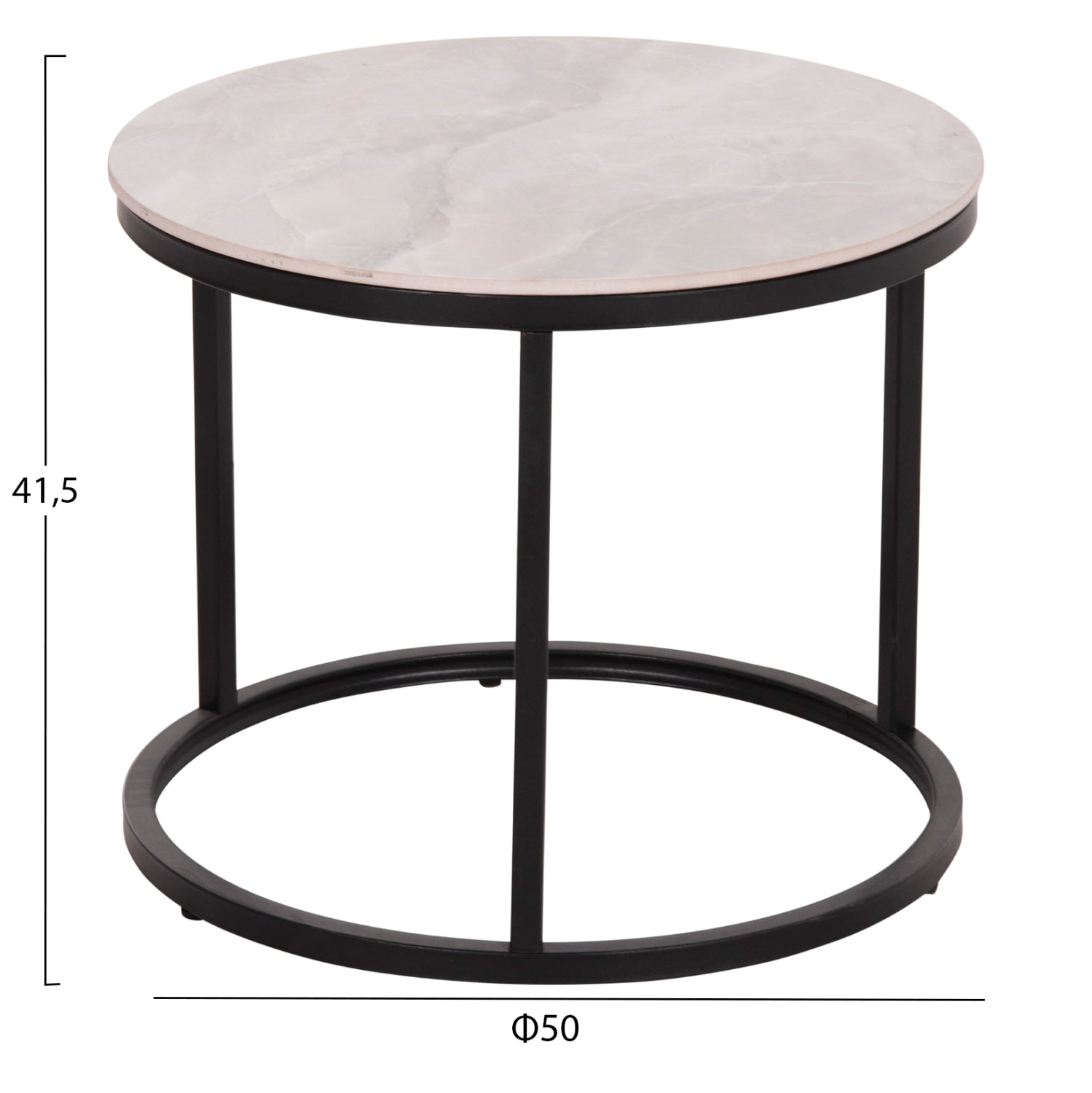 Комплект холни маси от 2 бр.TALOS сива керамика-метал φ70x46см