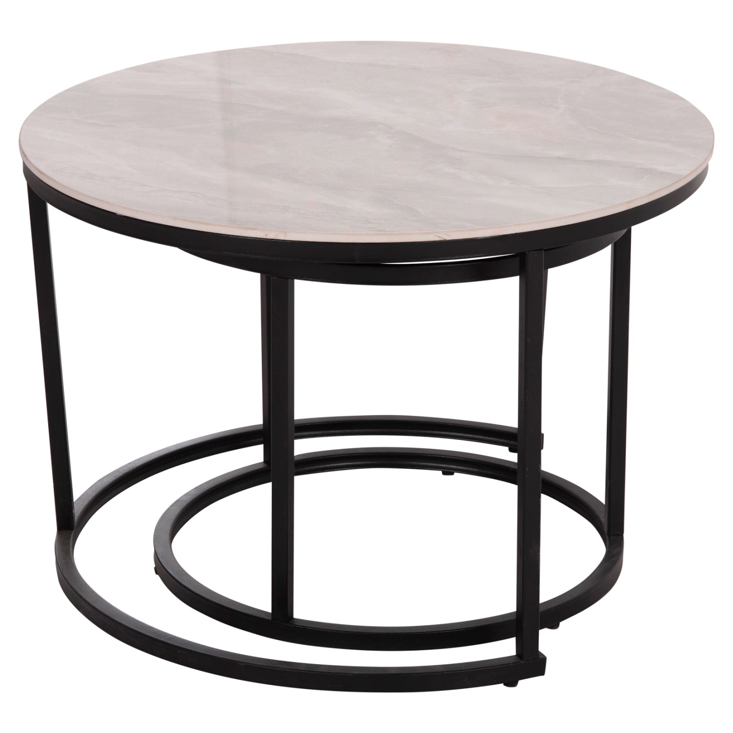 Комплект холни маси от 2 бр.TALOS сива керамика-метал φ70x46см