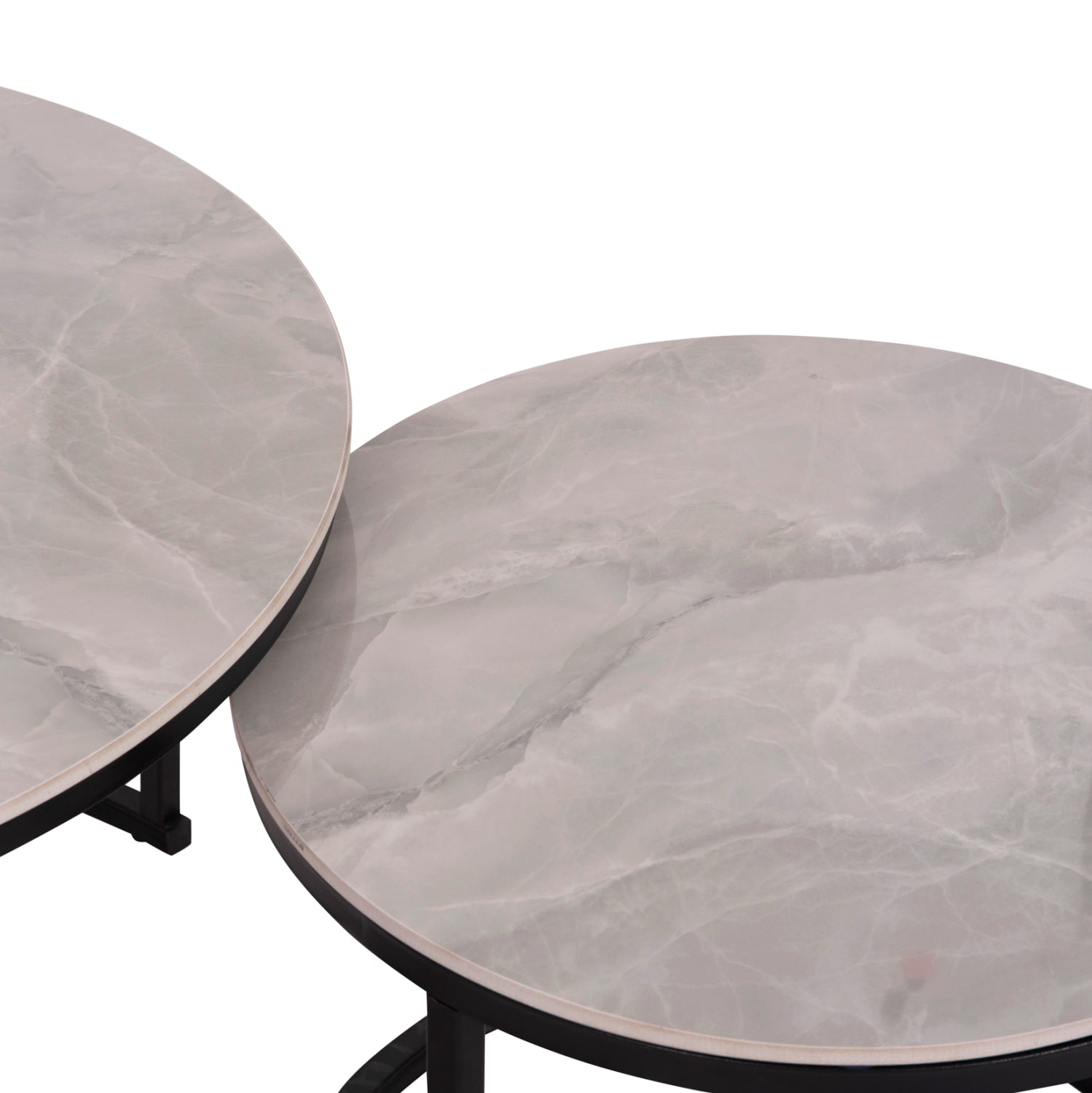 Комплект холни маси от 2 бр.TALOS сива керамика-метал φ70x46см